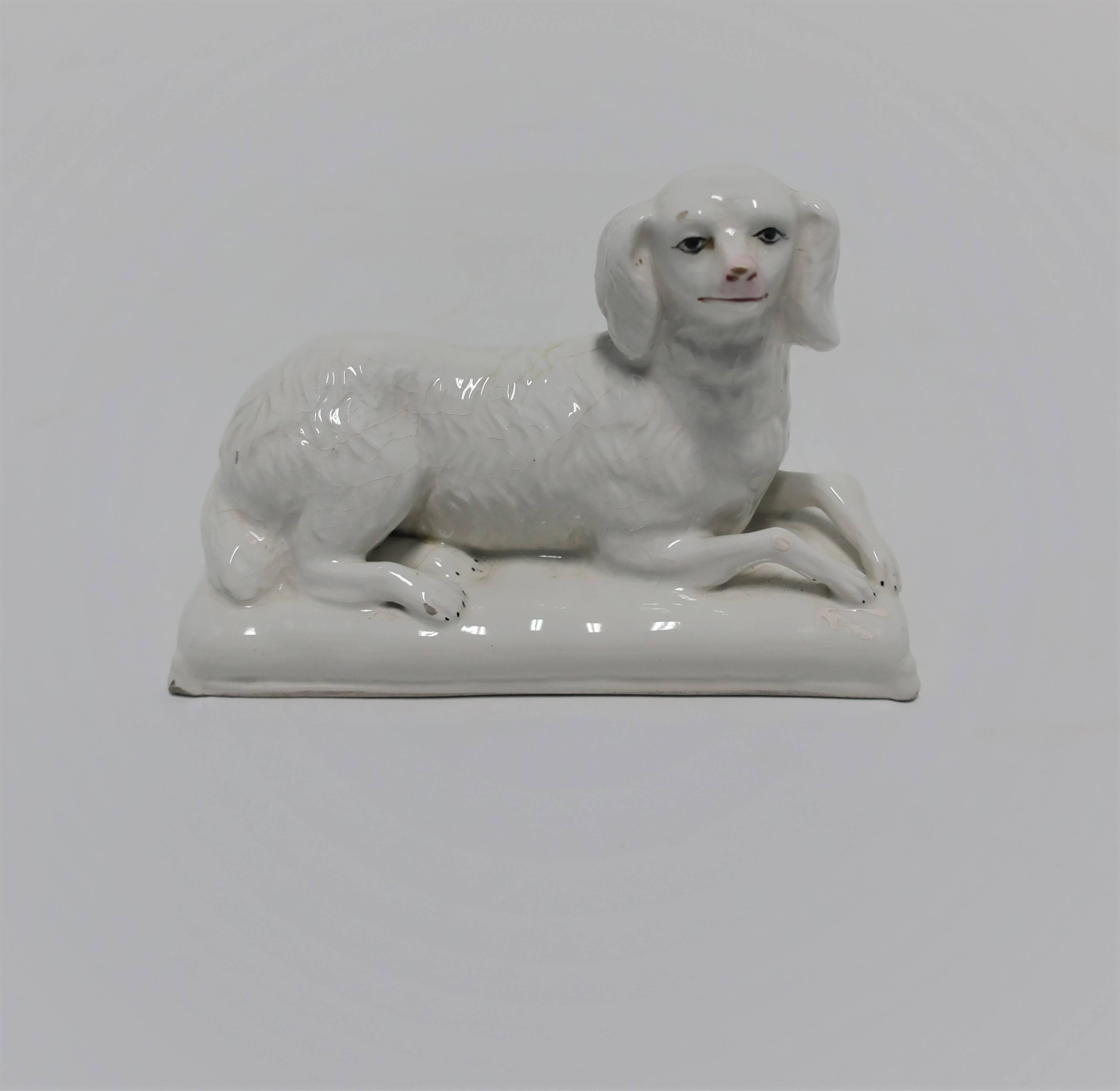 Italian White Porcelain Dog Sculpture Decorative Object 10