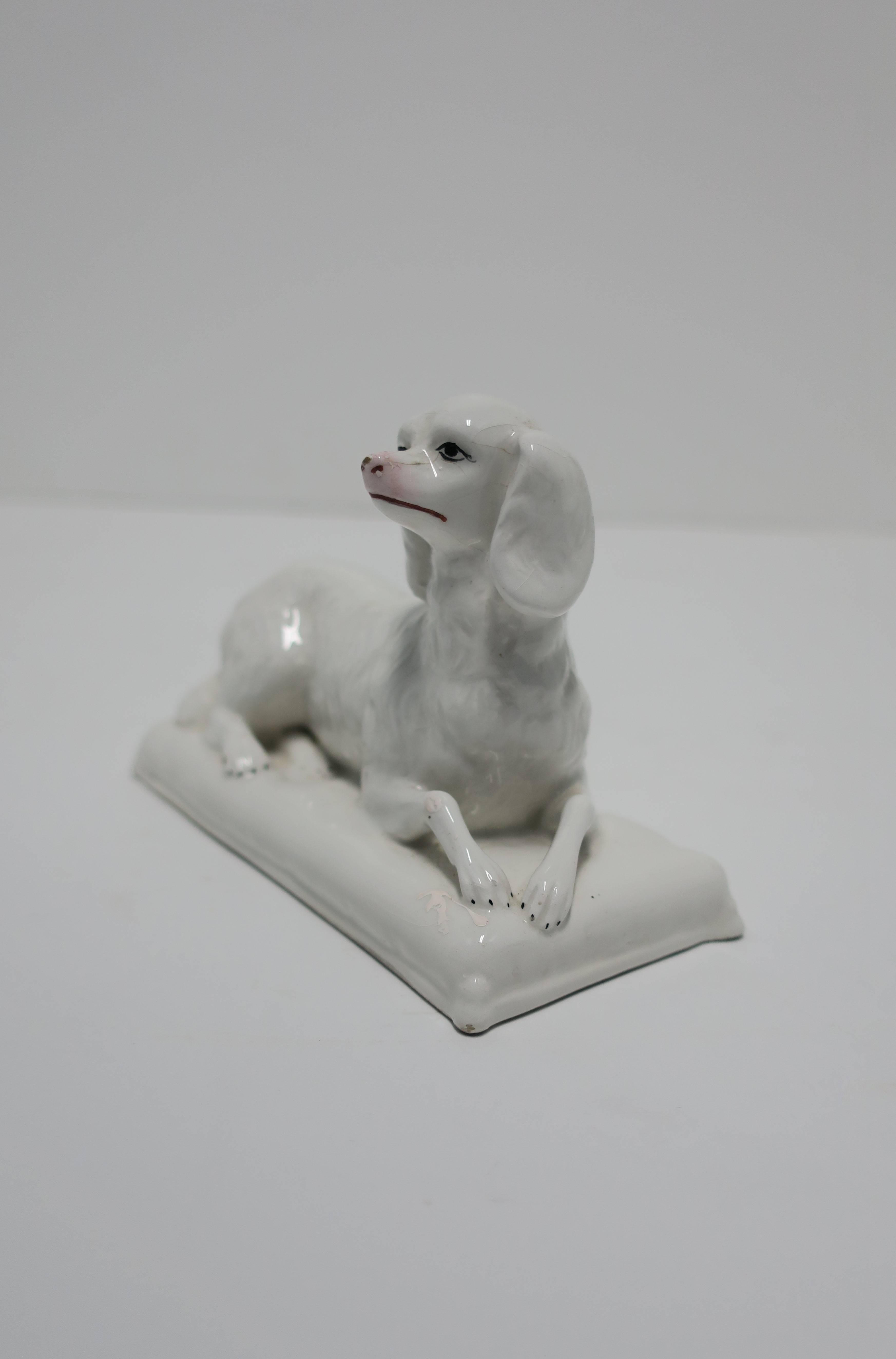 Italian White Porcelain Dog Sculpture Decorative Object 9
