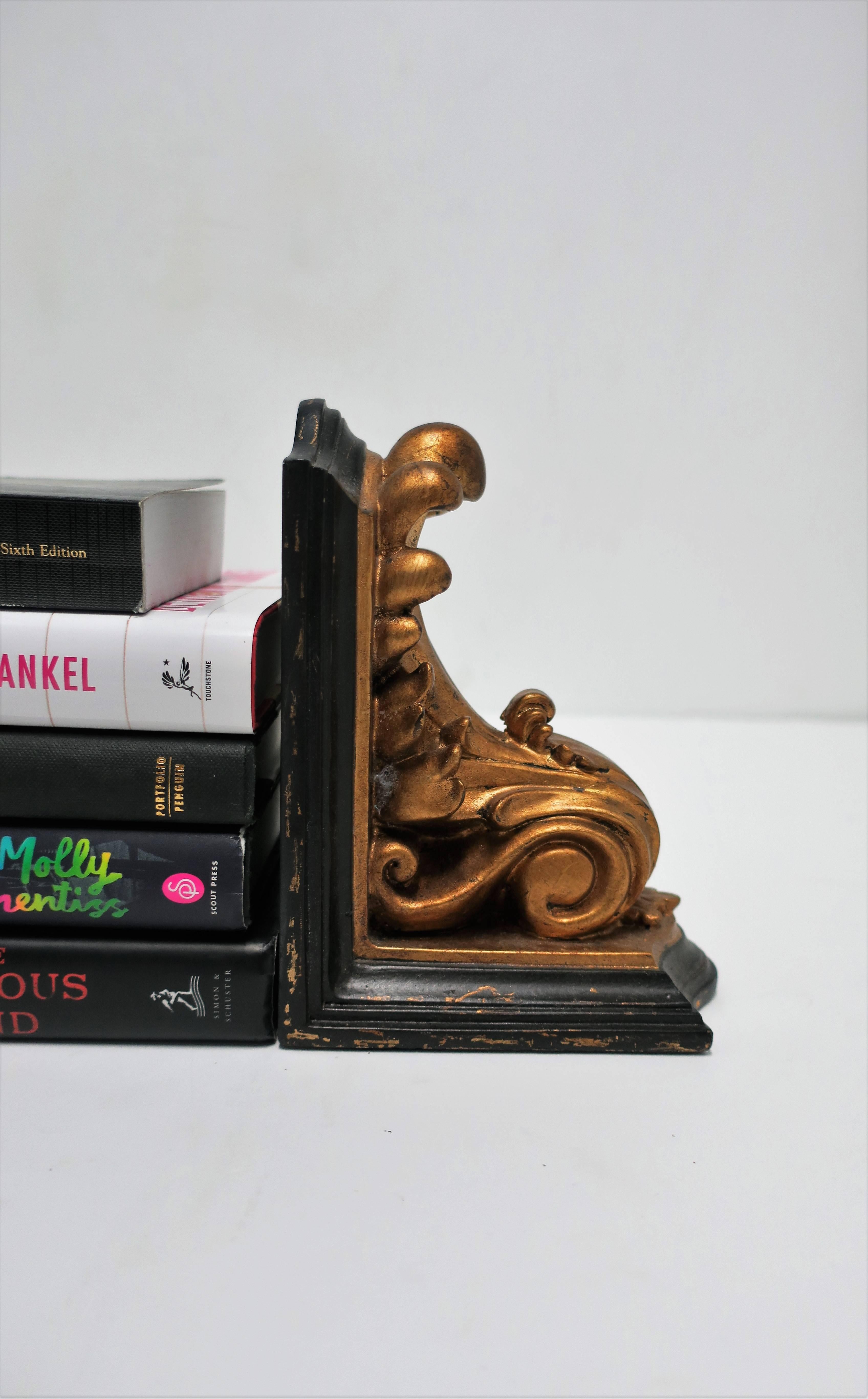 Black and Gold Rococo Style Bookends 1