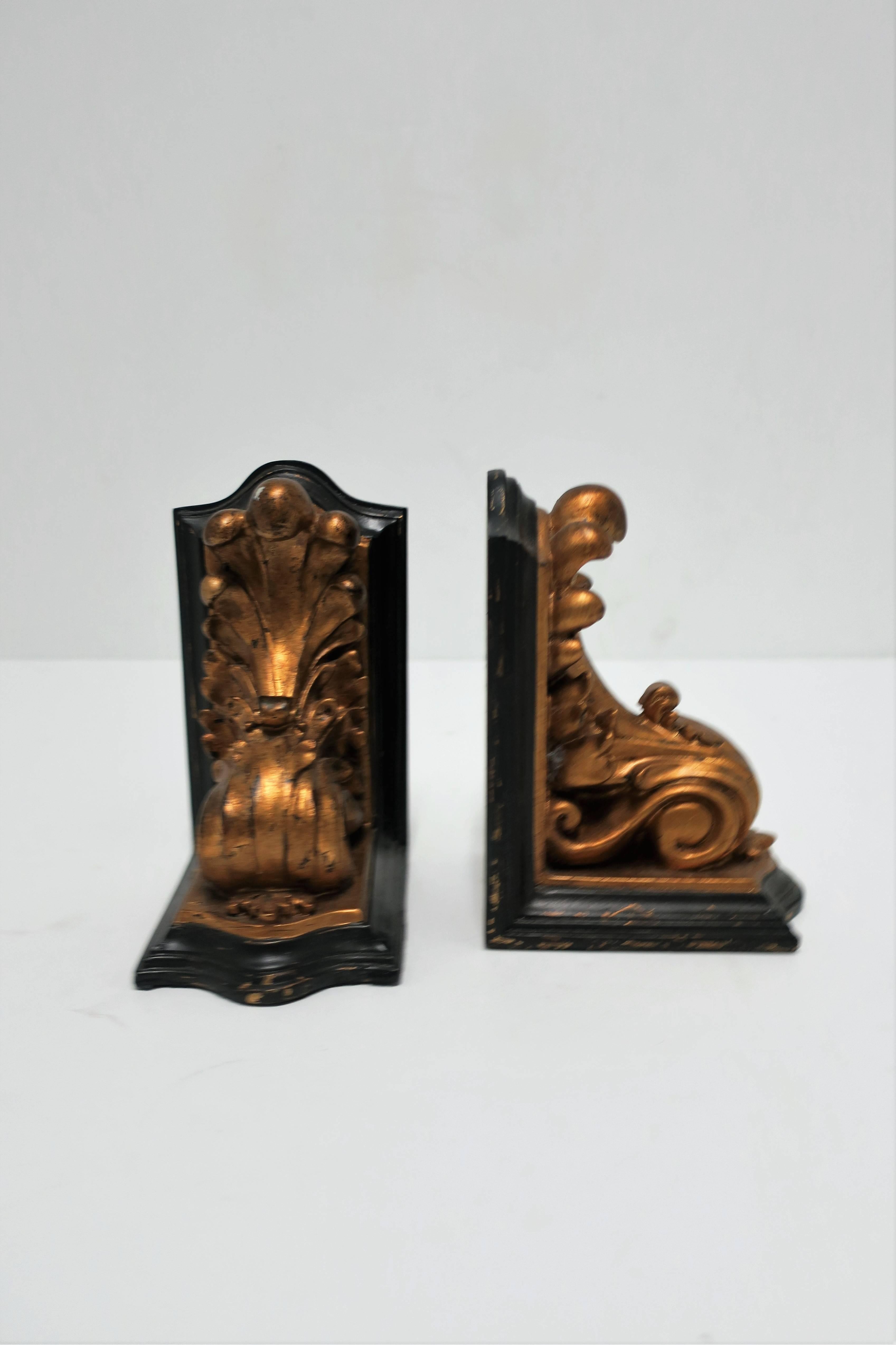 Black and Gold Rococo Style Bookends 4