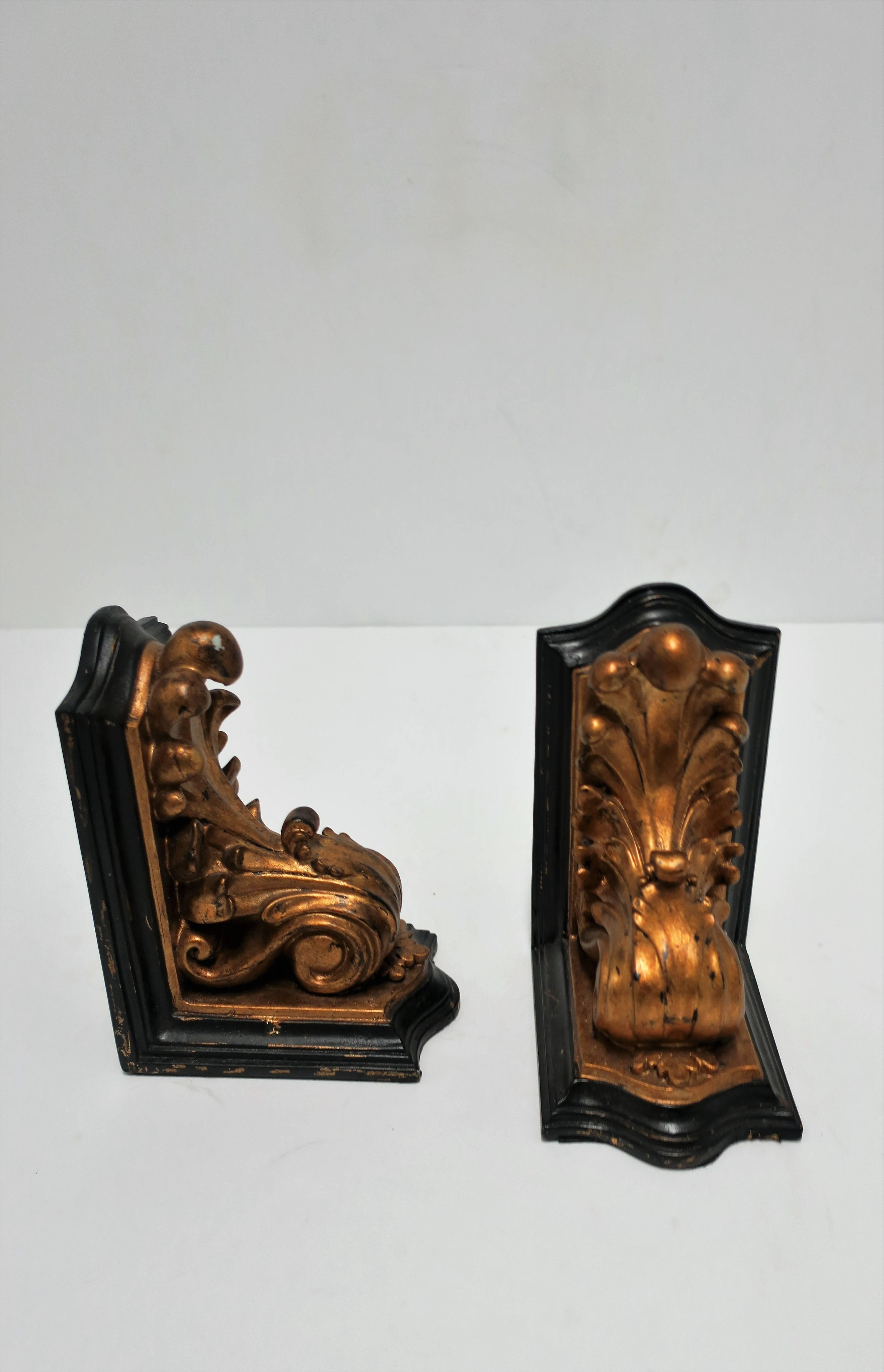 Black and Gold Rococo Style Bookends 5