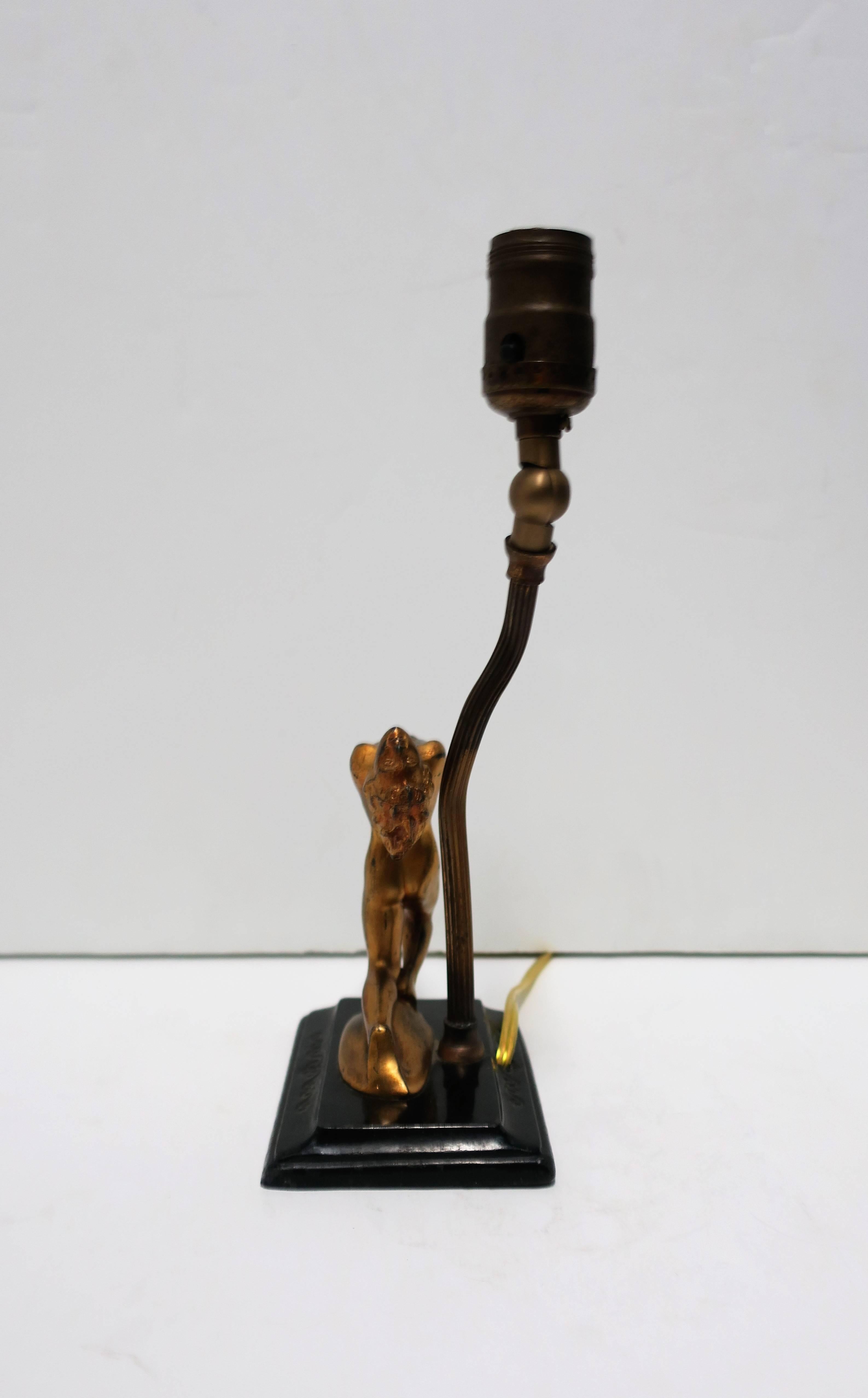 Art Deco Black and Gold Female Sculpture Desk or Table Lamp After Frankart In Good Condition In New York, NY