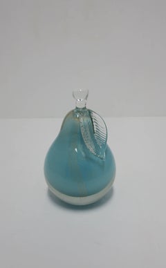 Beautiful Midcentury Alfredo Barbini Italian Murano Blue Gold Art Glass Bookend