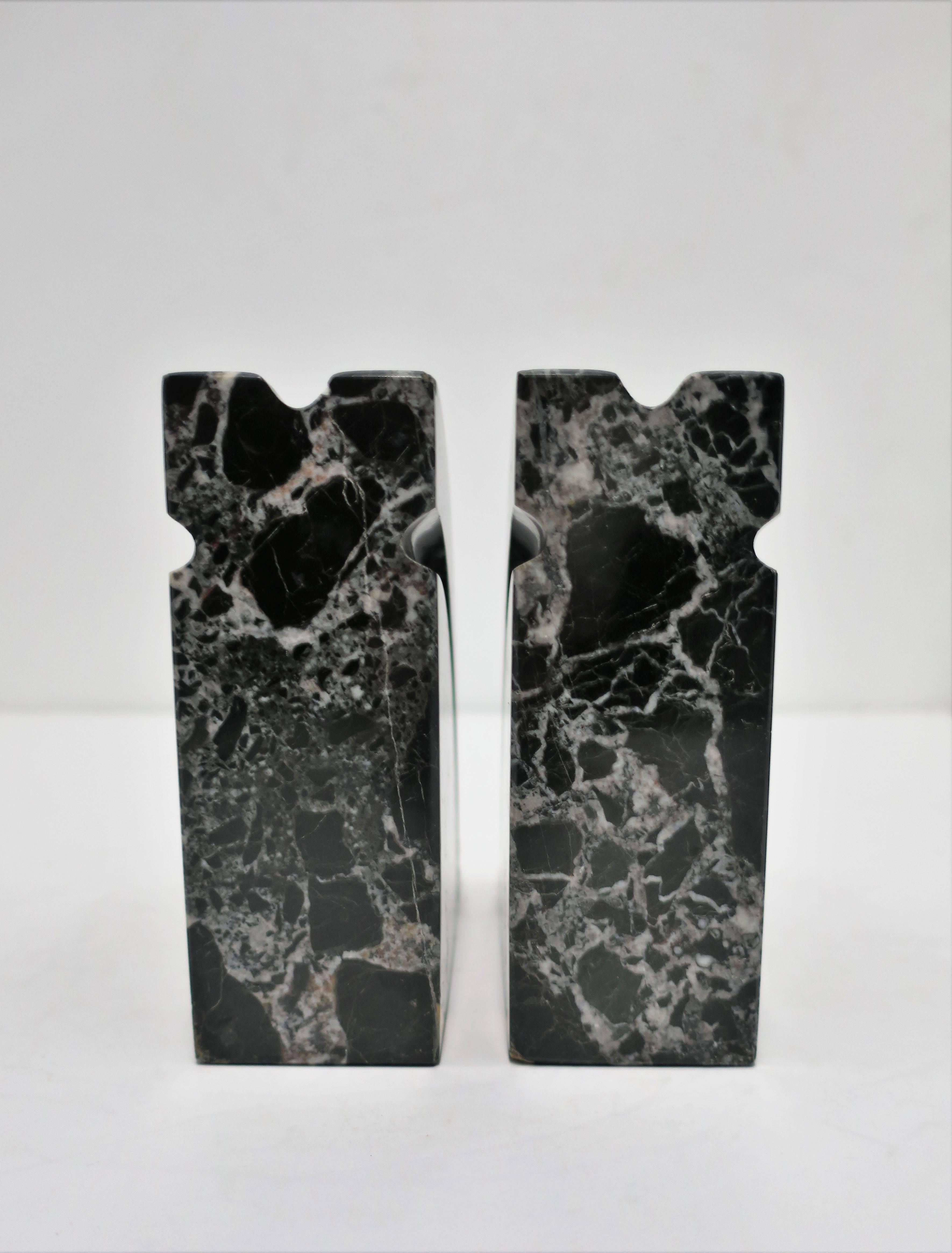 Modern Black and White Marble Bookends Pair, ca. 1970s 2