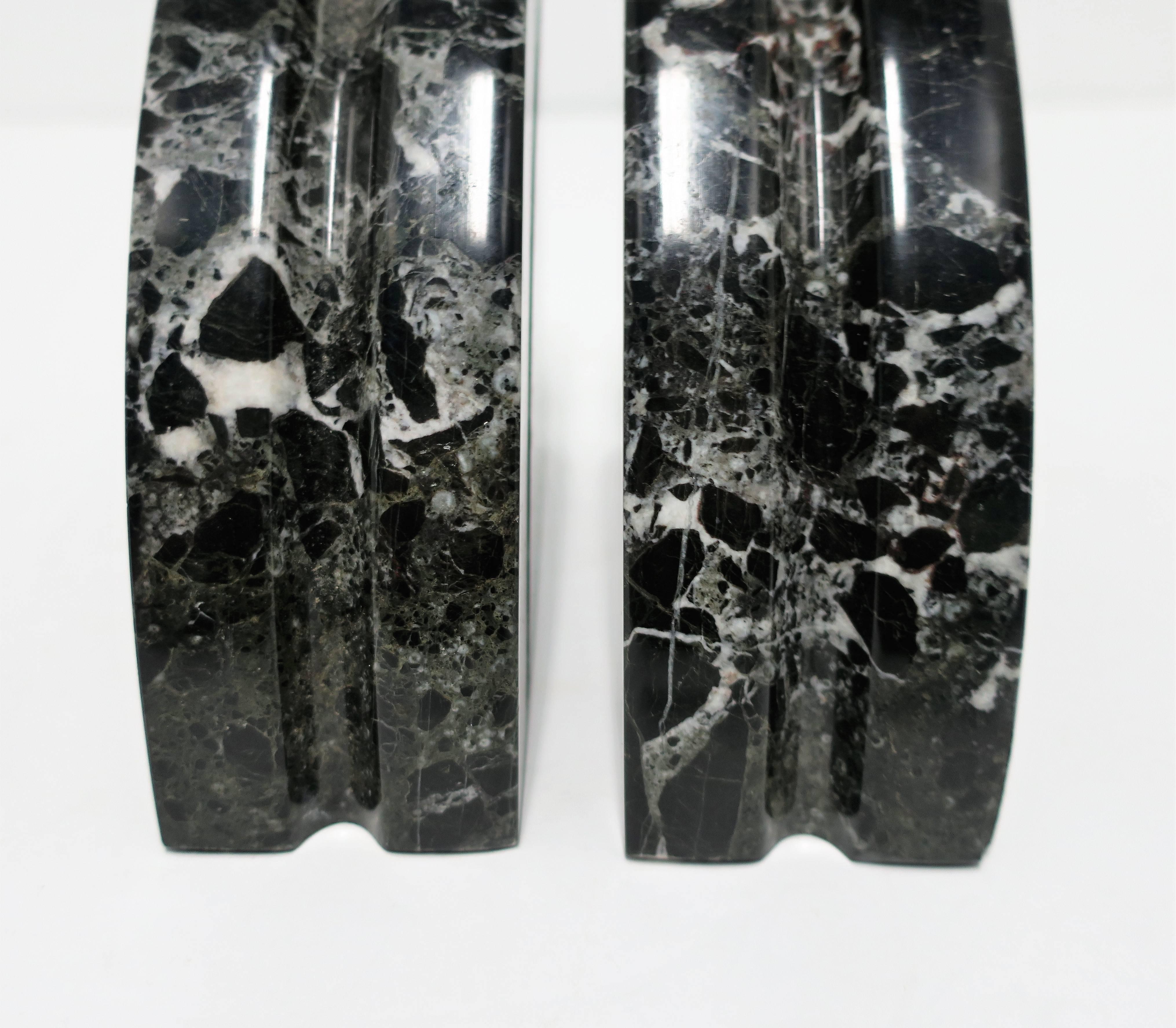 Modern Black and White Marble Bookends Pair, ca. 1970s 3