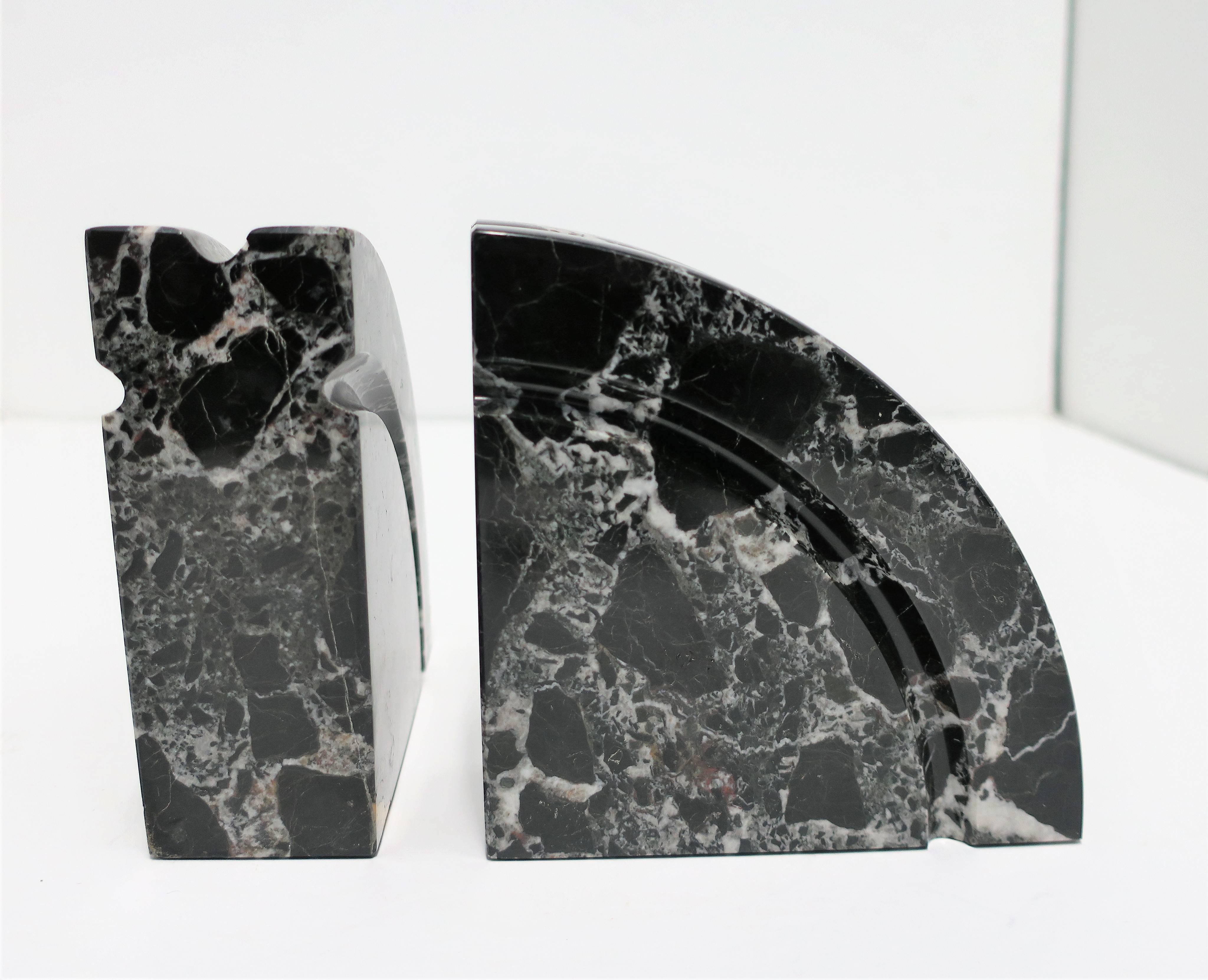 Modern Black and White Marble Bookends Pair, ca. 1970s 1