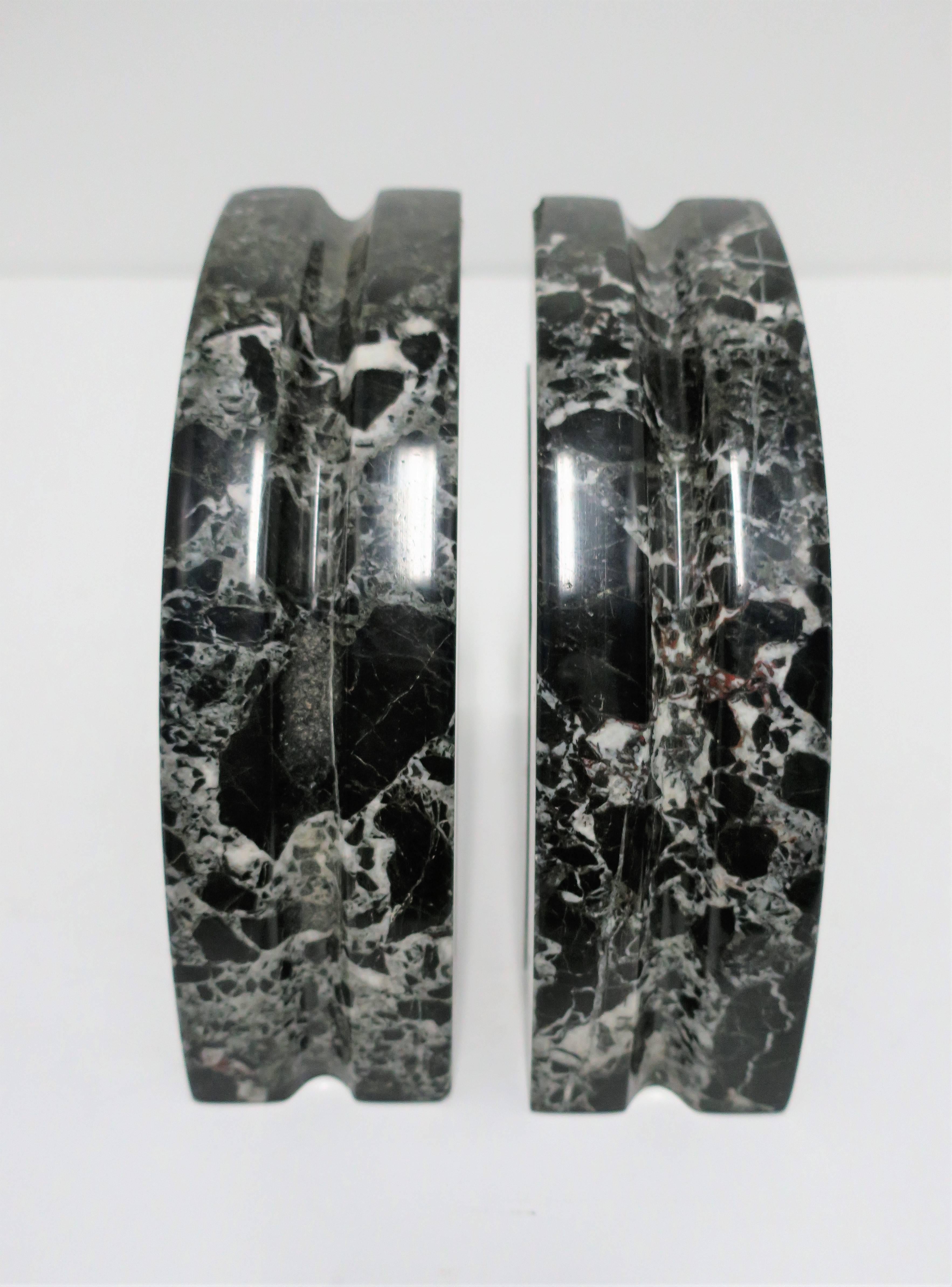 20th Century Modern Black and White Marble Bookends Pair, ca. 1970s