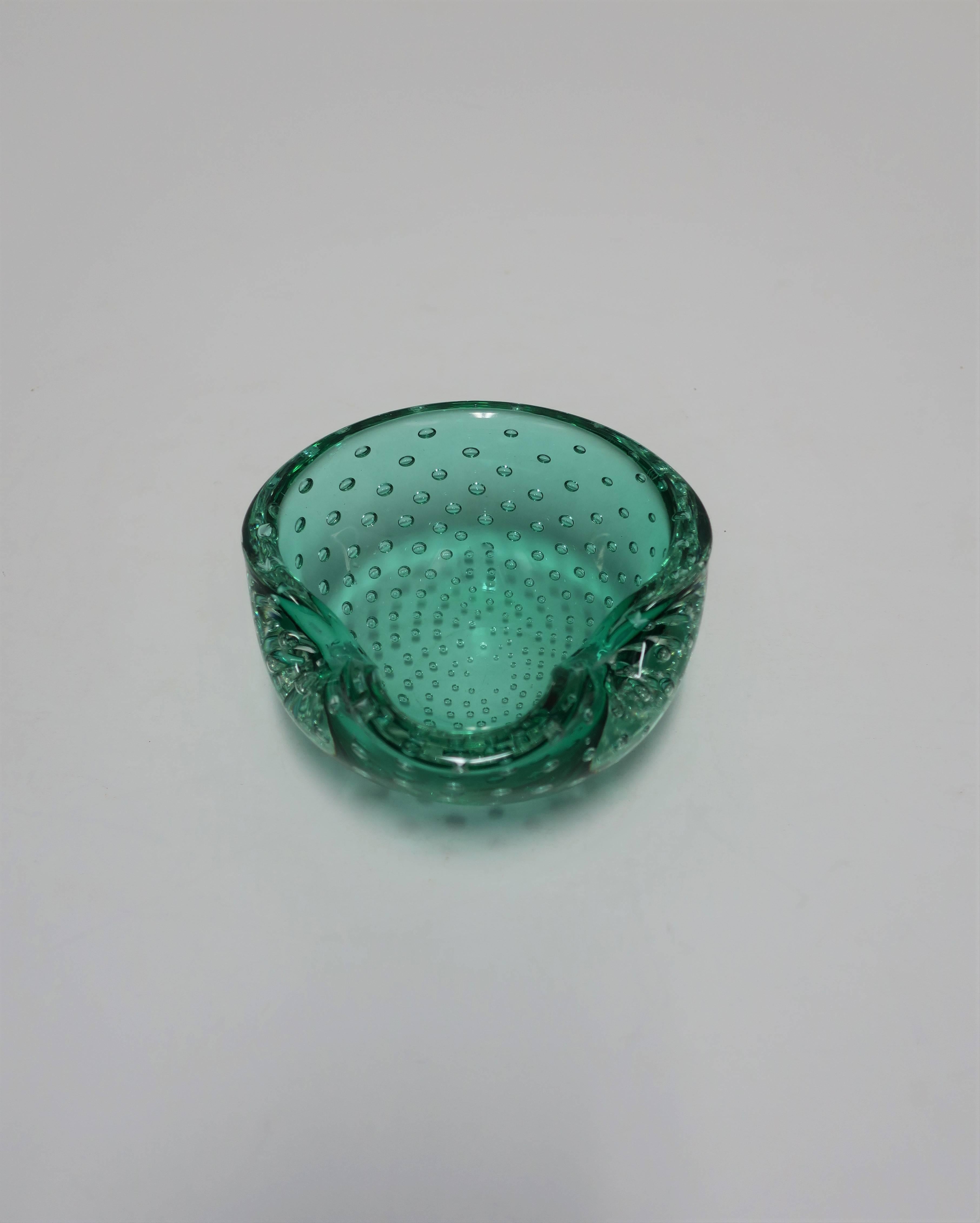 Italian Murano Emerald Green Art Glass Bowl or Ashtray after Alfredo Barbini 1