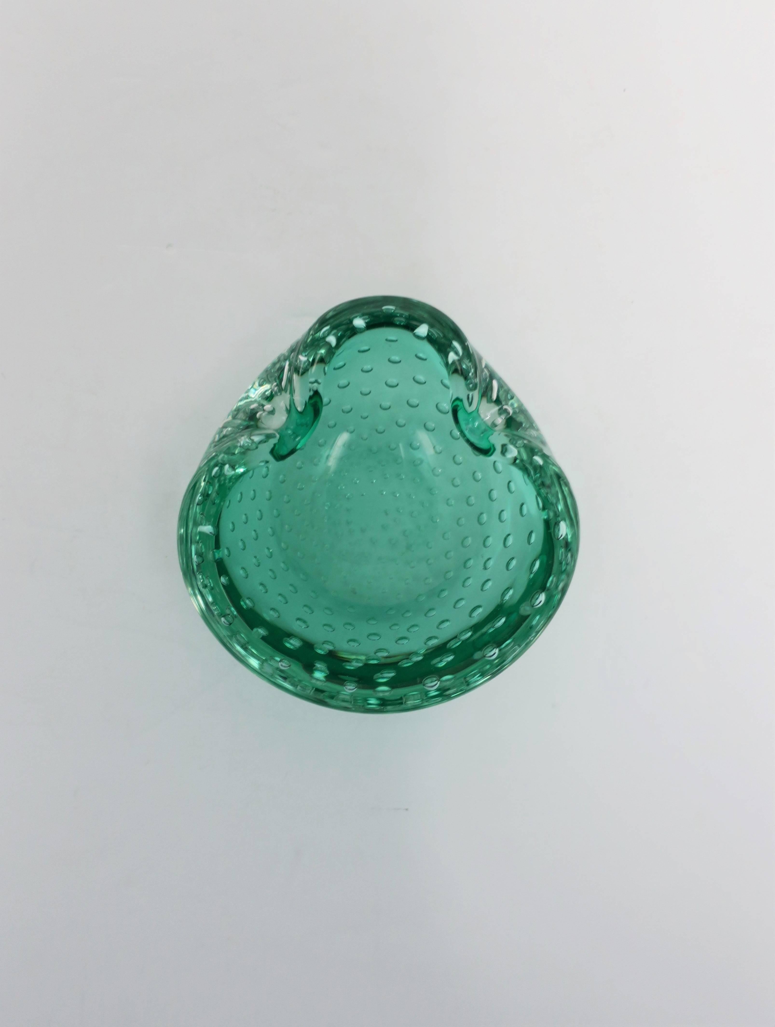 Italian Murano Emerald Green Art Glass Bowl or Ashtray after Alfredo Barbini 2