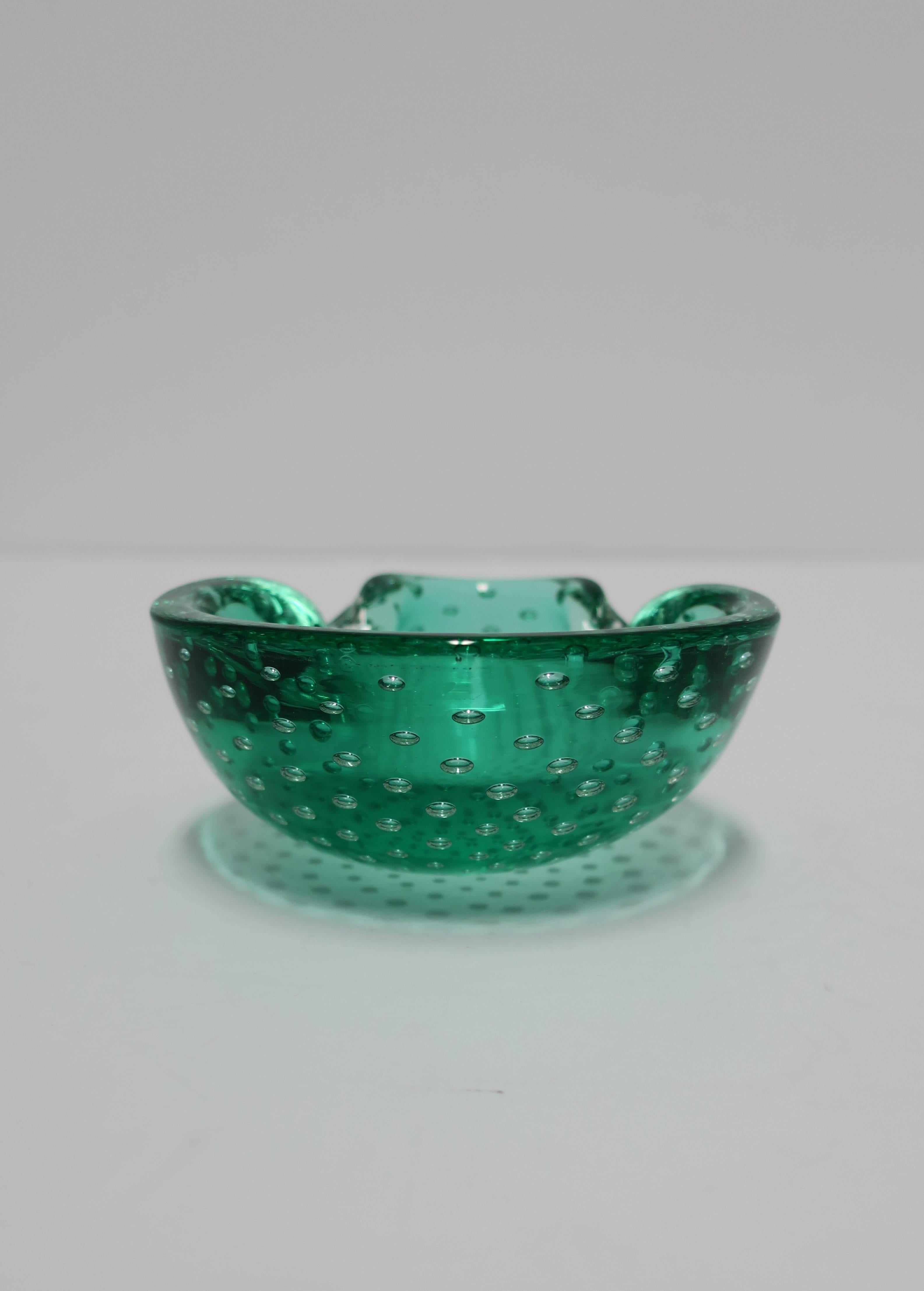 Italian Murano Emerald Green Art Glass Bowl or Ashtray after Alfredo Barbini 5