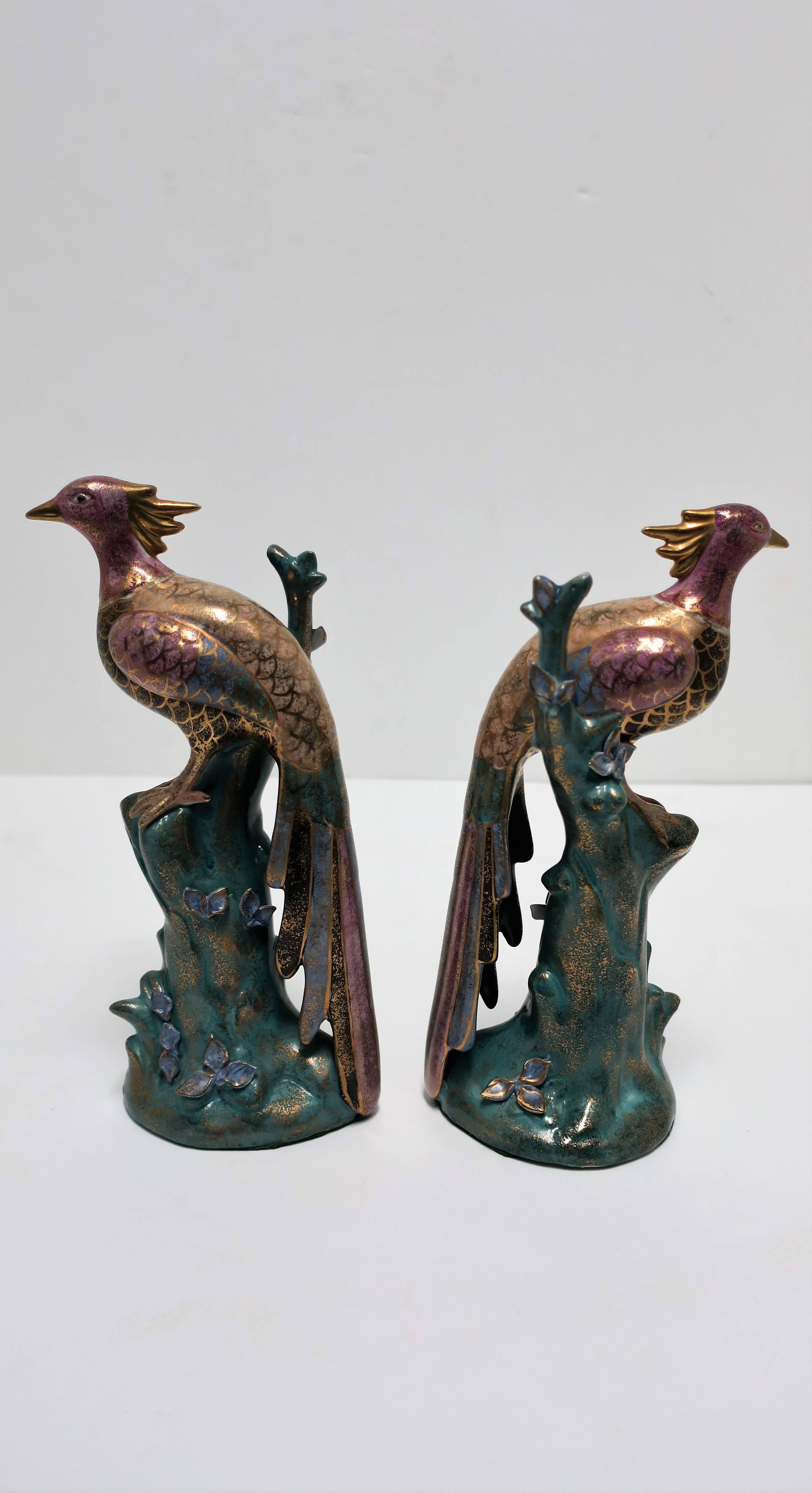Chinoiserie Black and Gold Peacock or Phoenix Birds