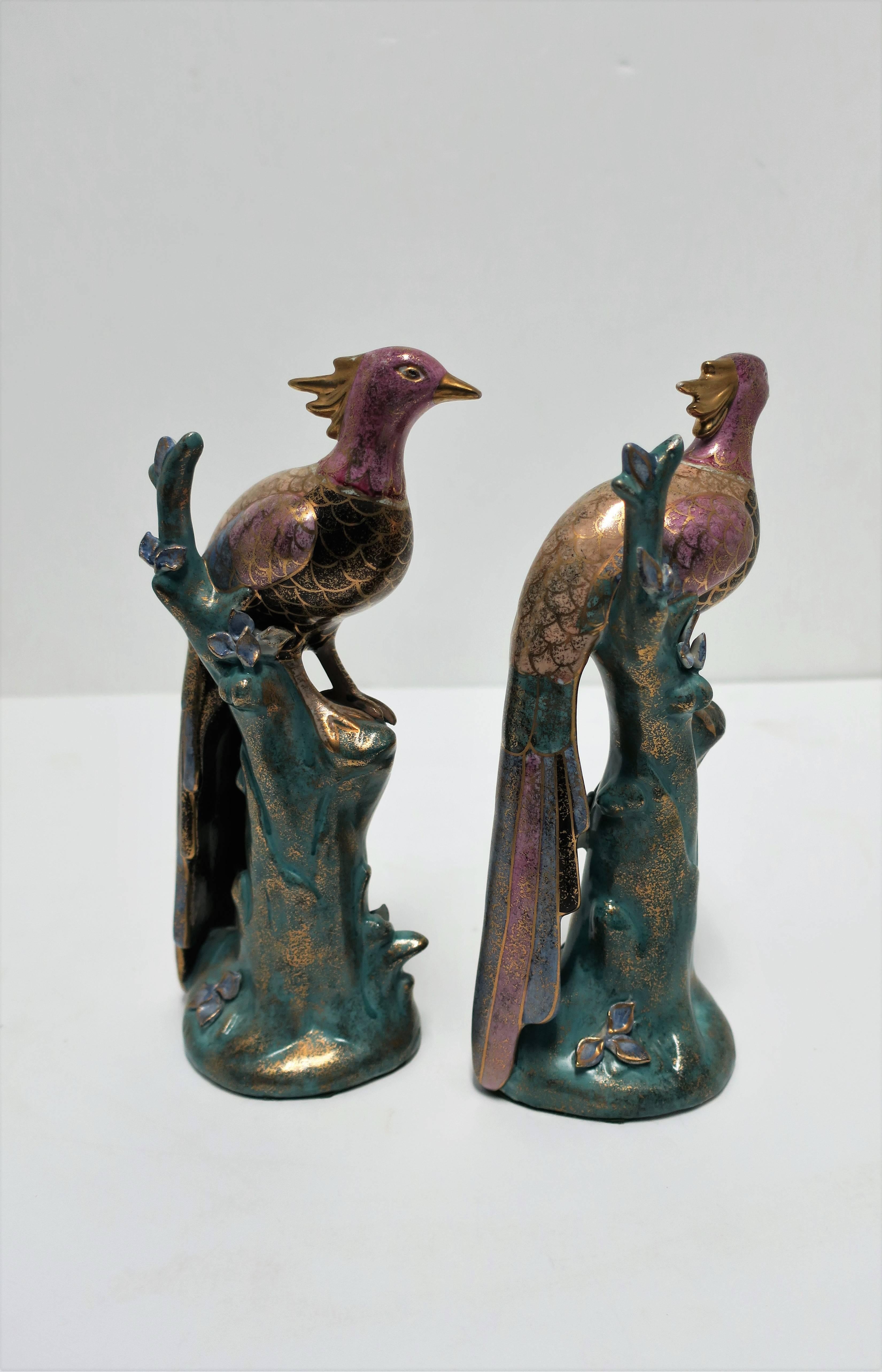20th Century Black and Gold Peacock or Phoenix Birds