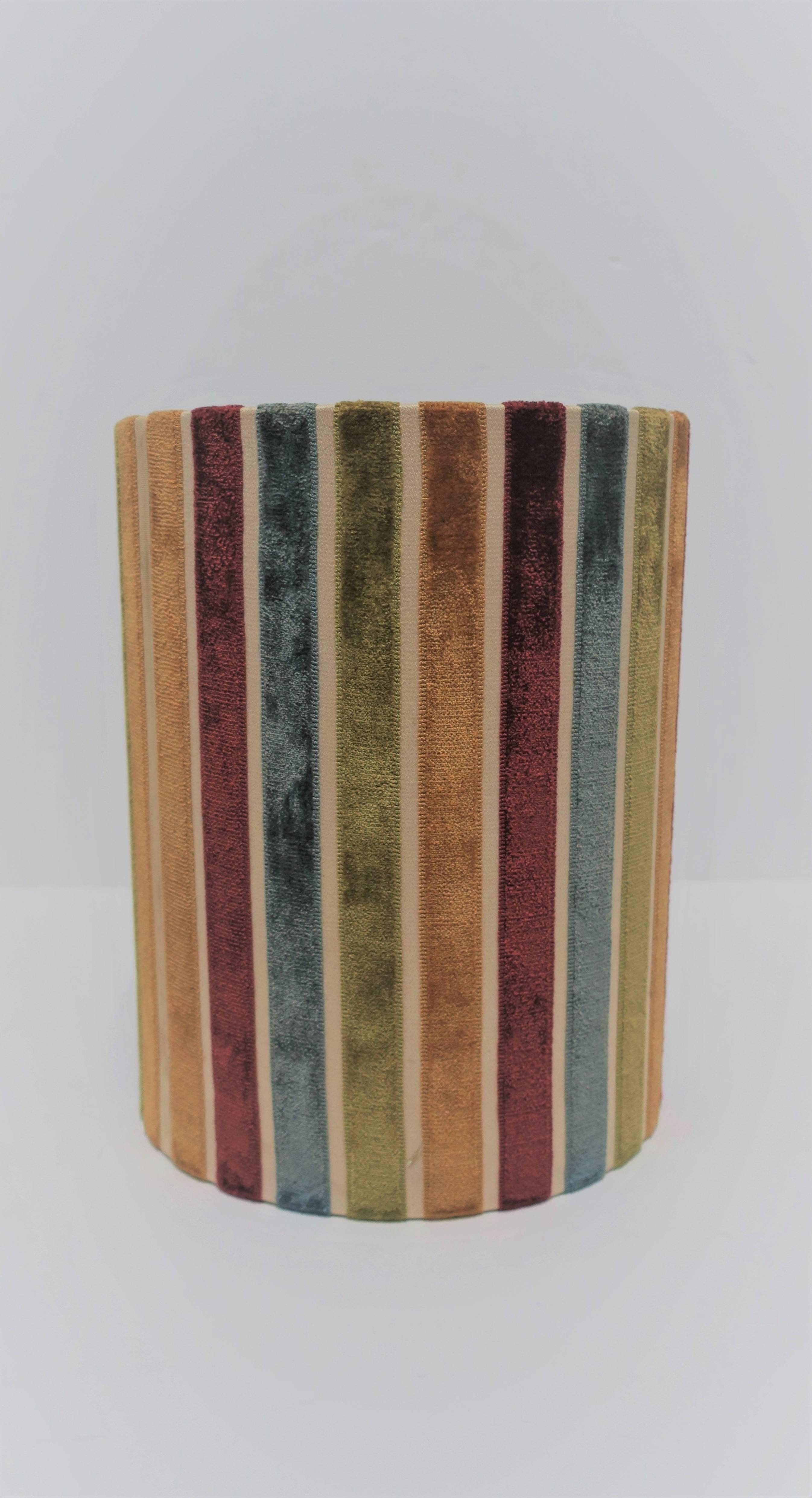 Velvet Striped Wastebasket or Trash Can In Good Condition In New York, NY