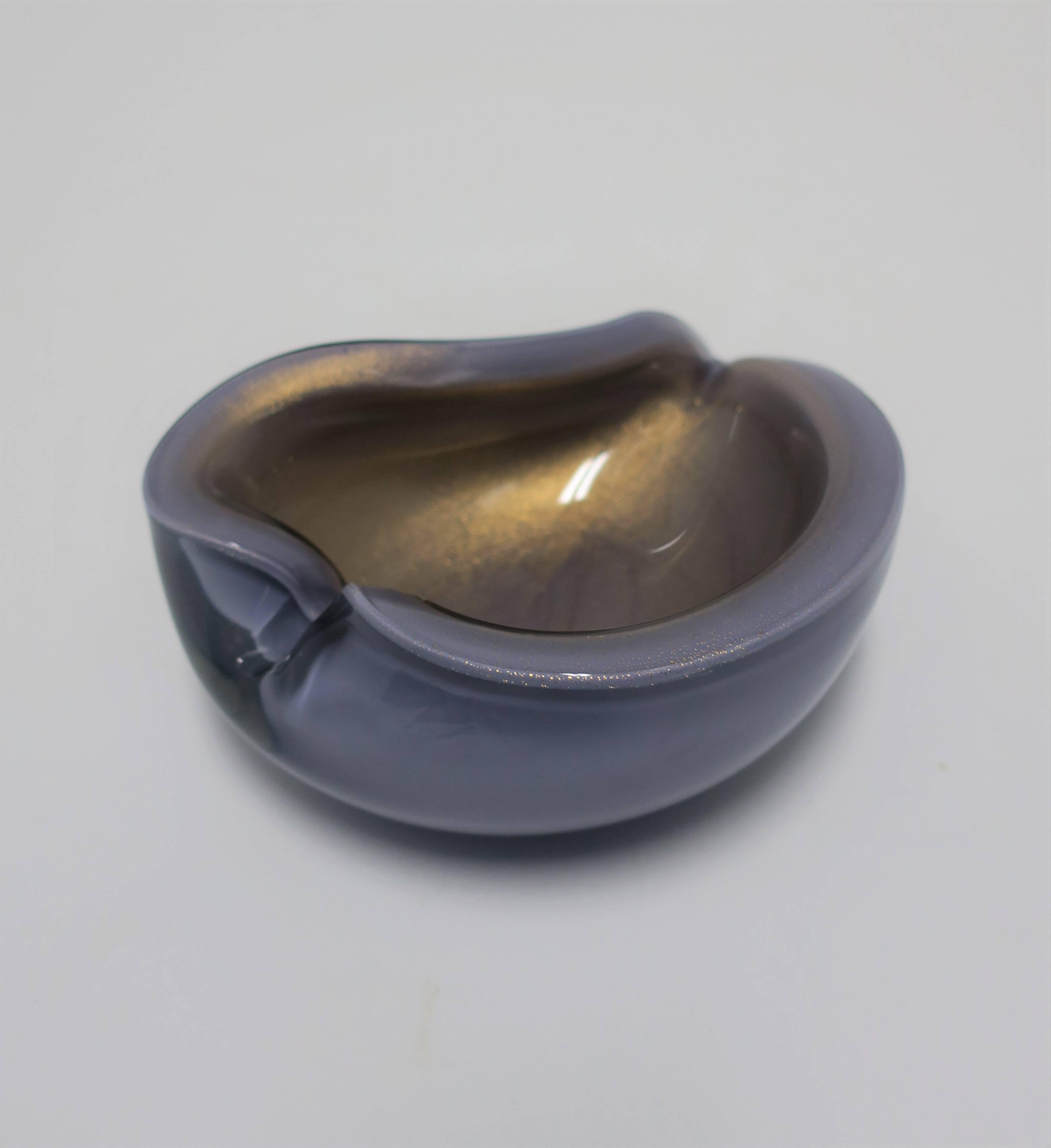 Italian Murano Purple Lavender and Gold Art Glass Bowl For Sale 3