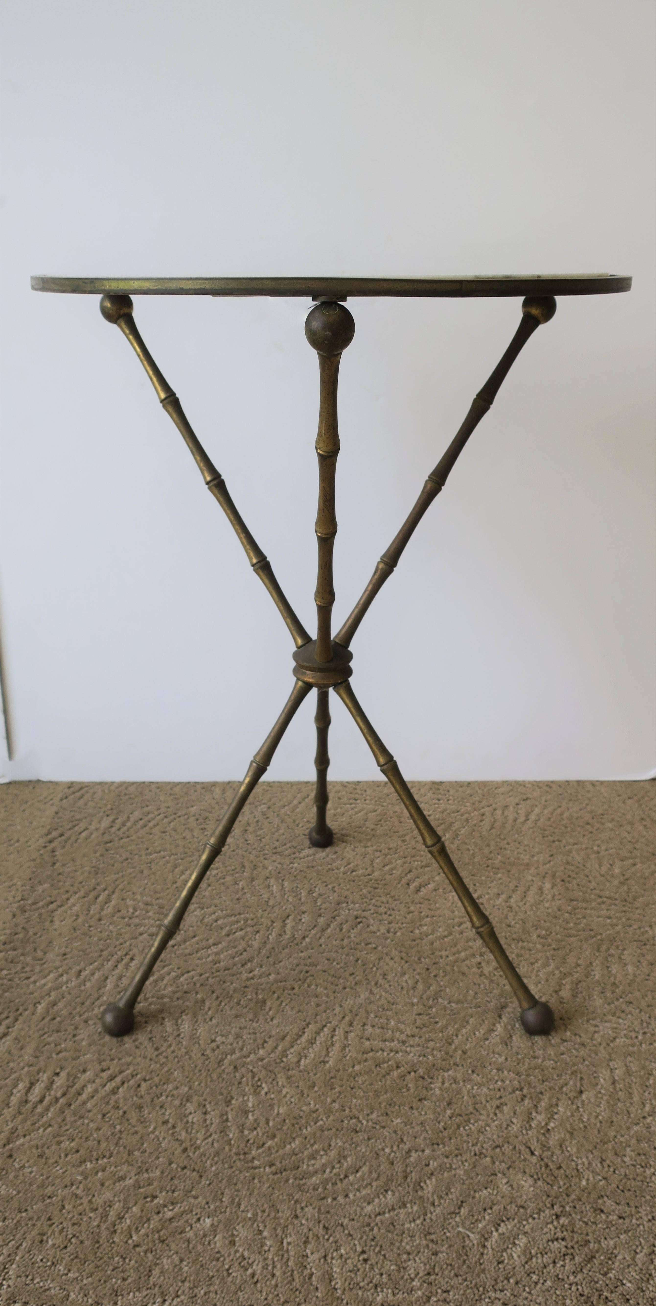 Neoclassical Midcentury Italian Marble and Brass Tripod Side Table, Italy, 1960s