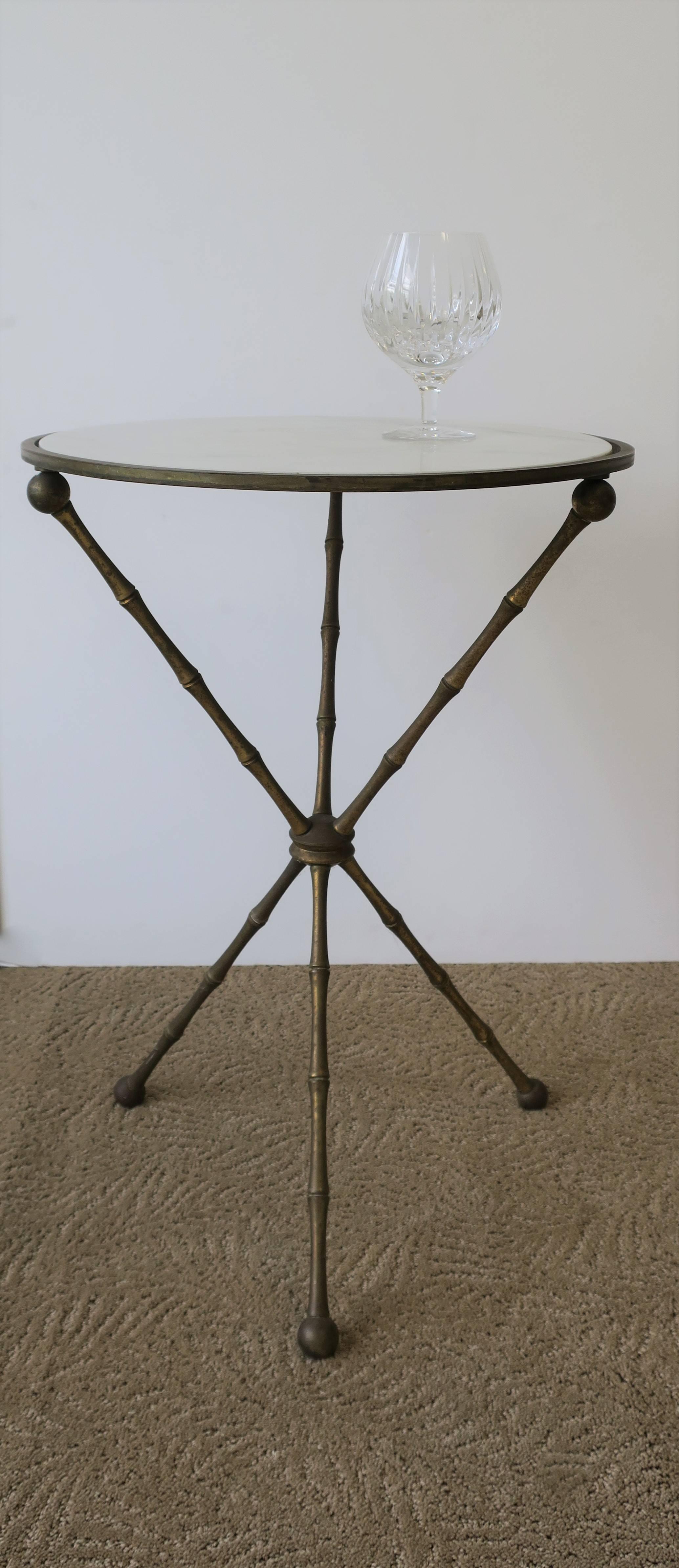 Midcentury Italian Marble and Brass Tripod Side Table, Italy, 1960s In Good Condition In New York, NY