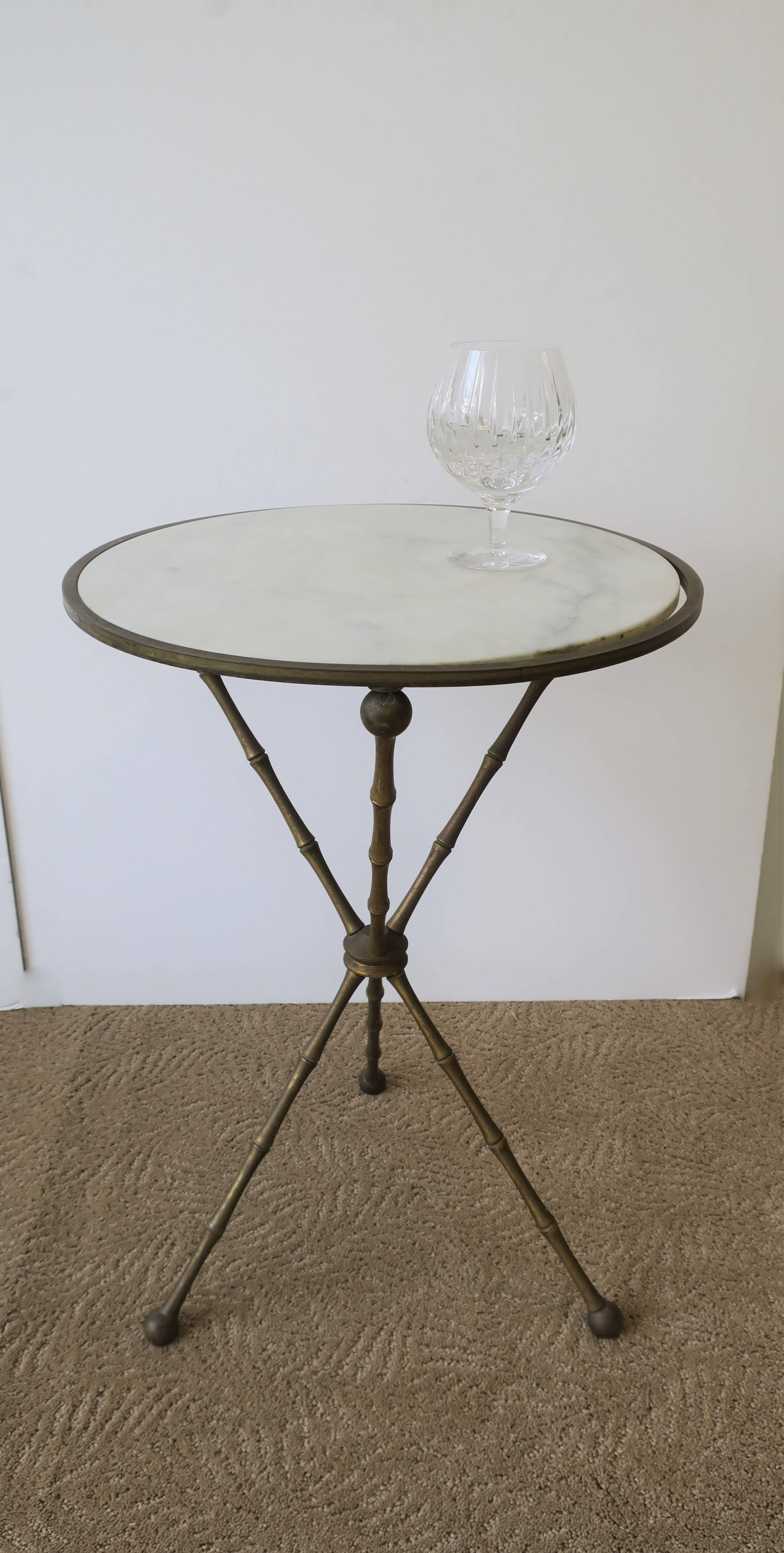 Midcentury Italian Marble and Brass Tripod Side Table, Italy, 1960s 3