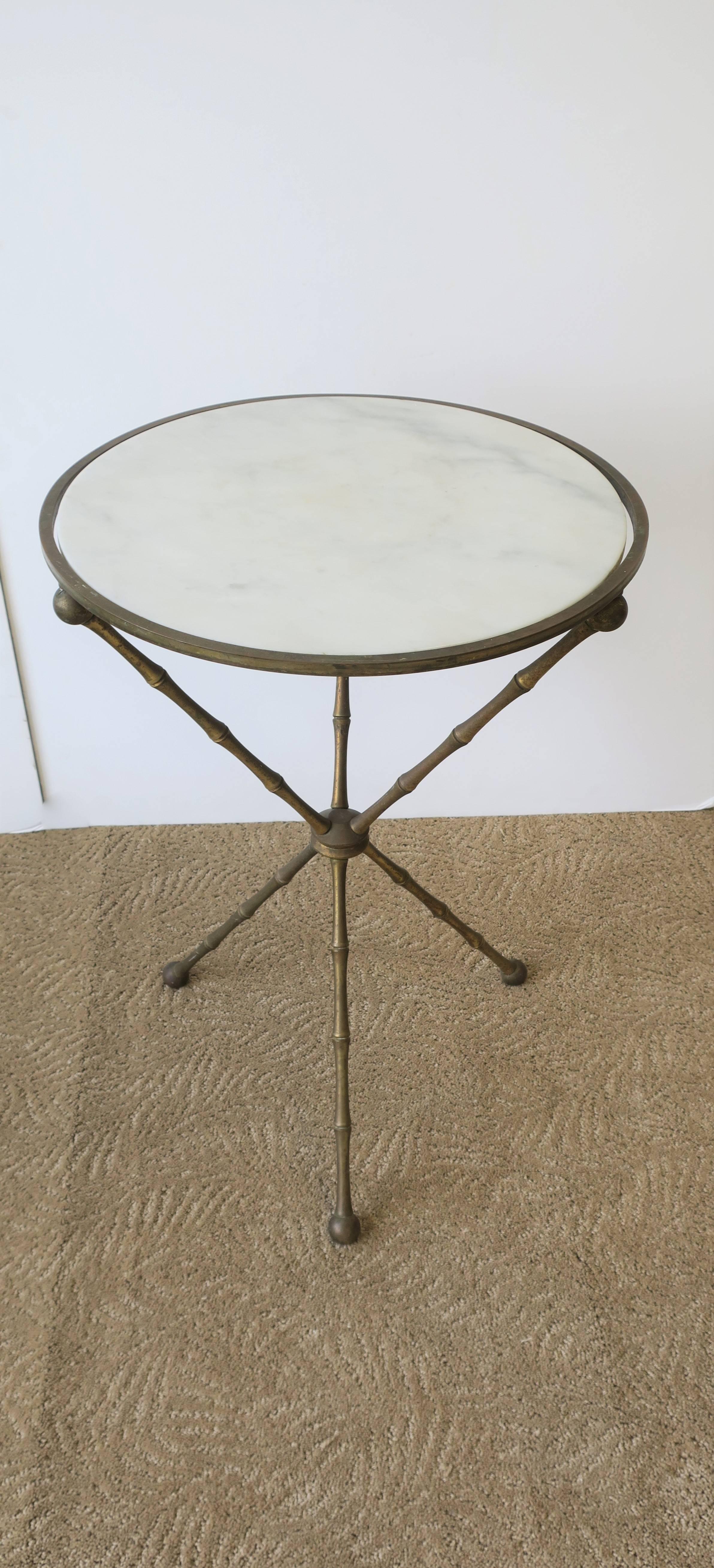 Midcentury Italian Marble and Brass Tripod Side Table, Italy, 1960s 5
