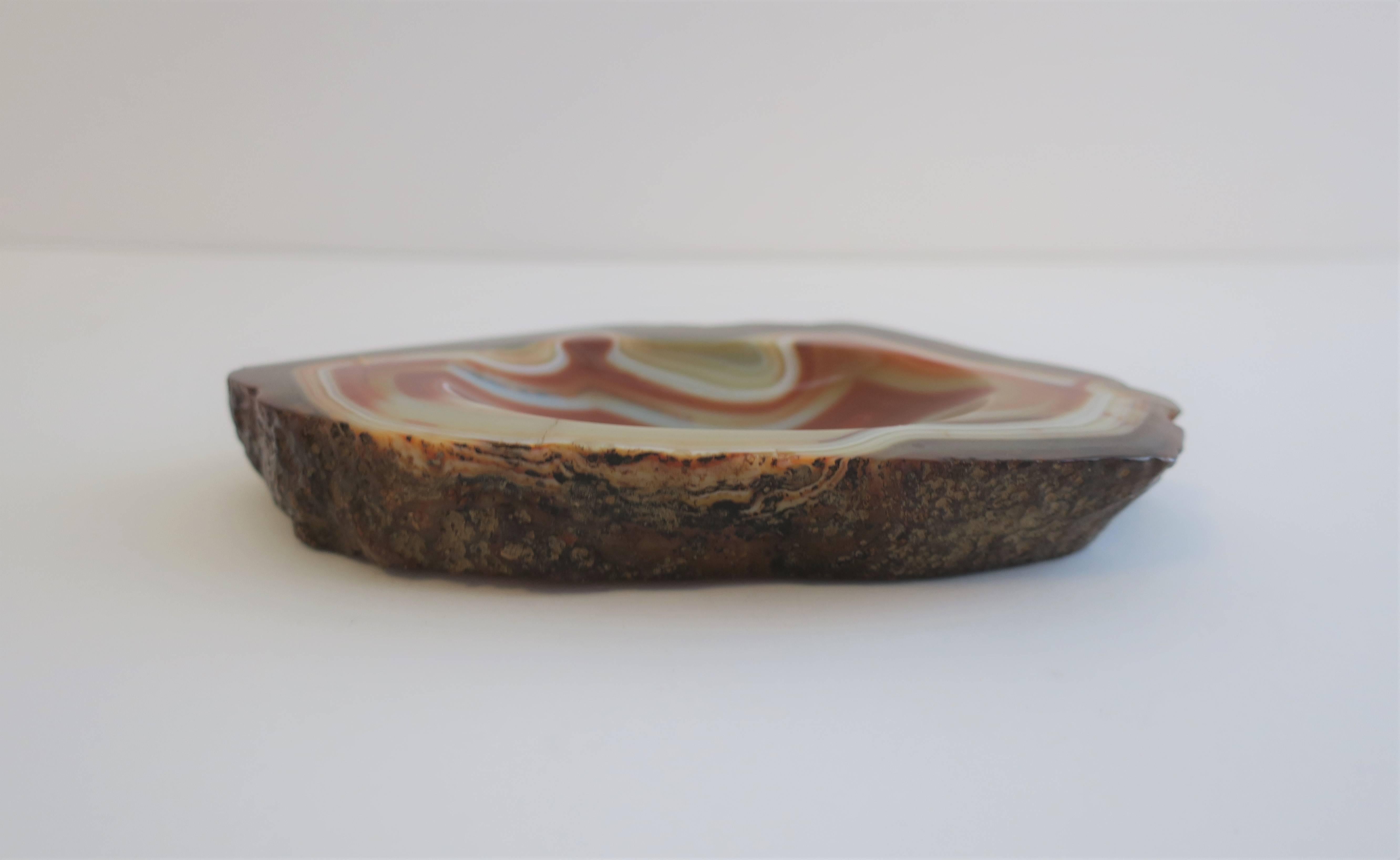 Organic Modern White and Orange Agate Onyx Vessel Bowl or Decorative Object
