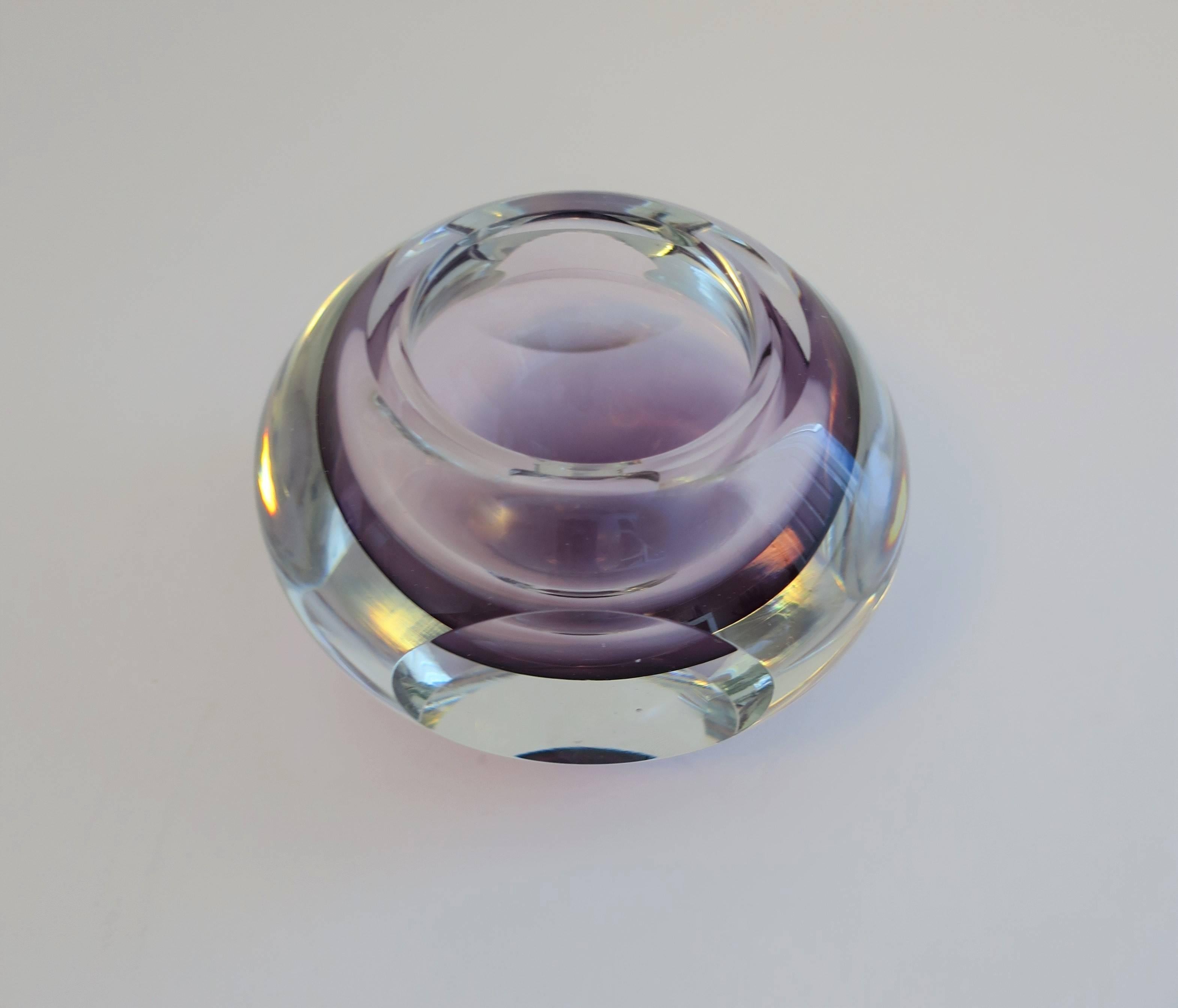 Italian Purple and Clear Ombre Art Glass Vase in Style of Flavio Poli for Seguso