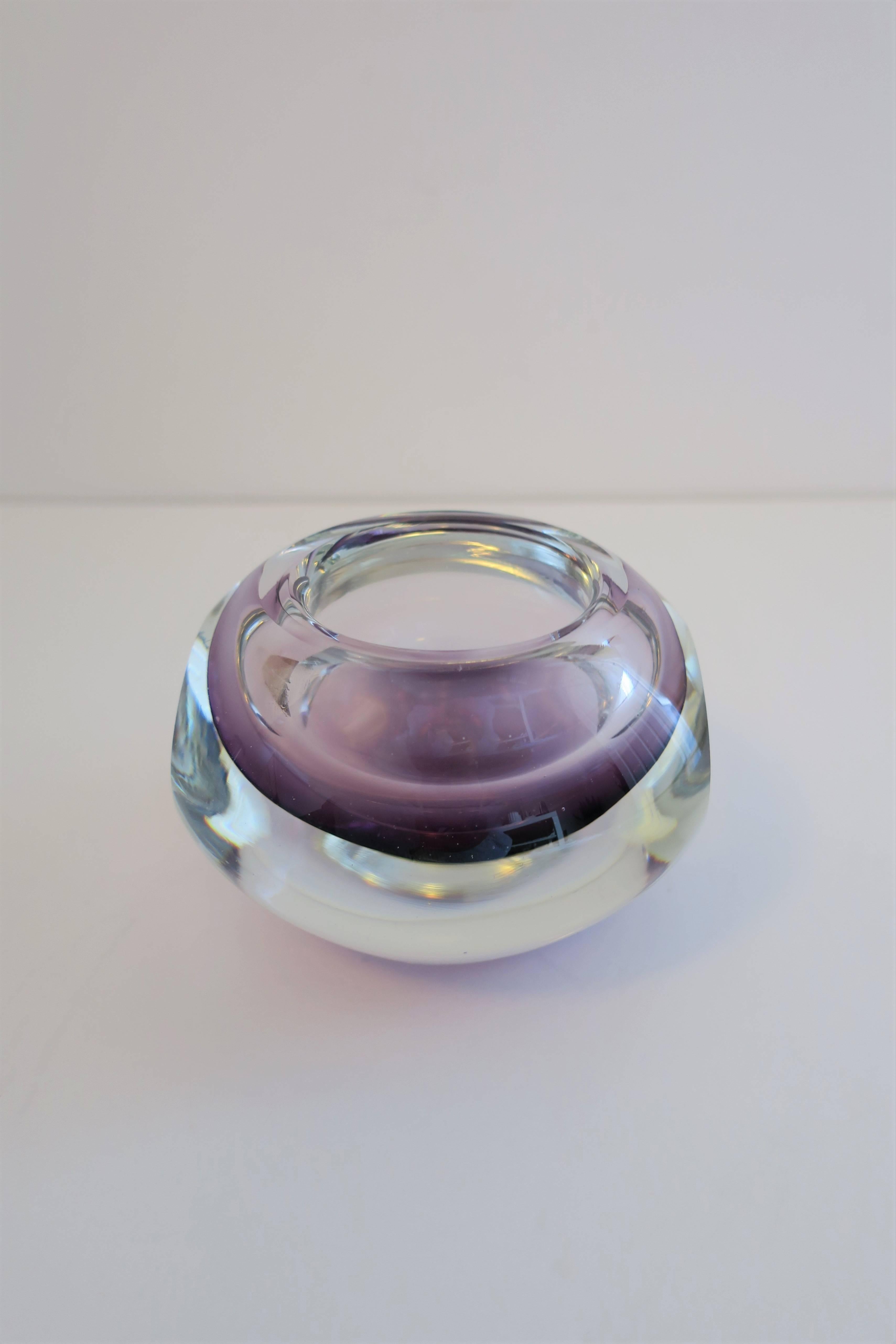 Modern Purple and Clear Ombre Art Glass Vase in Style of Flavio Poli for Seguso