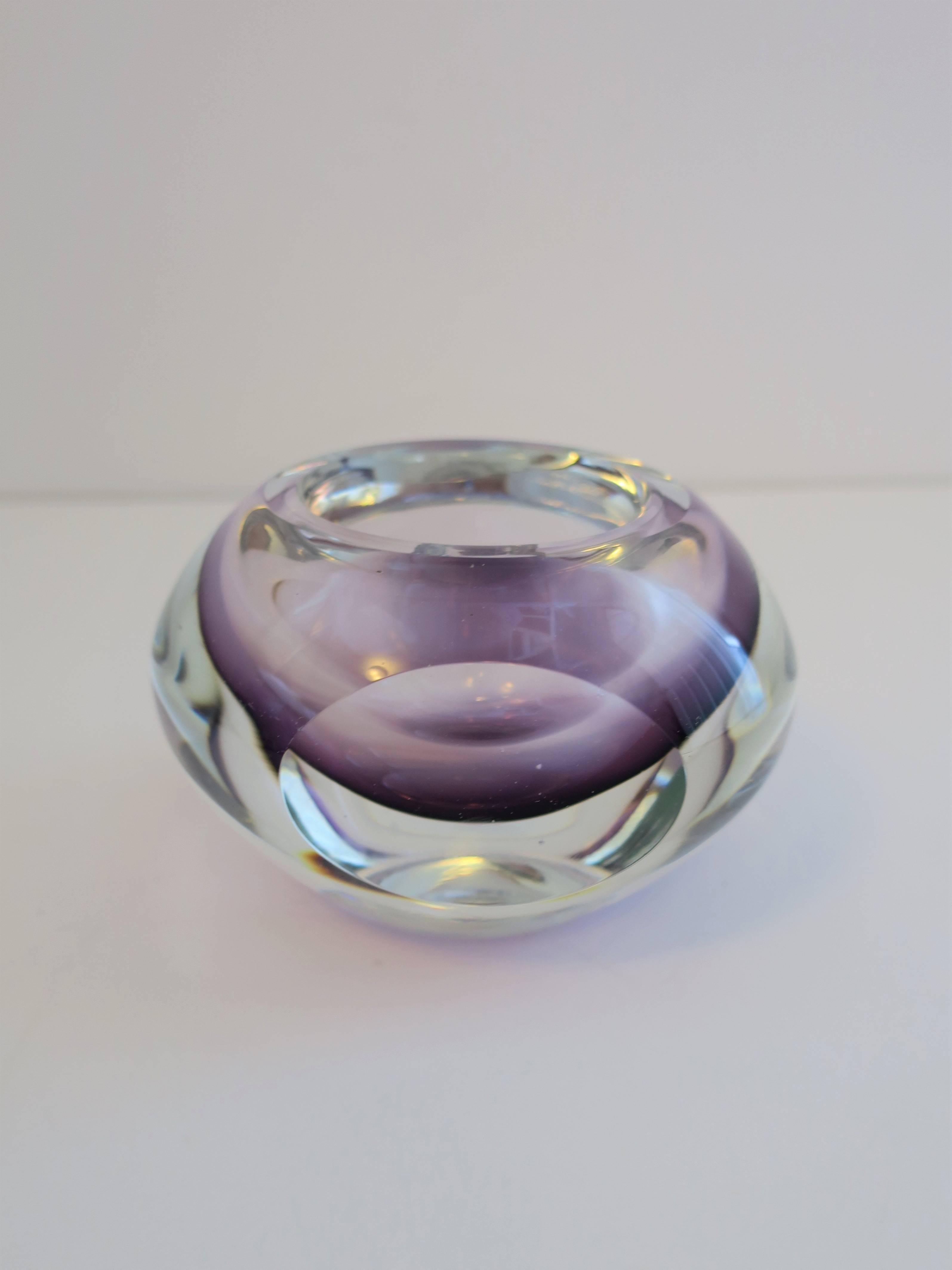 Contemporary Purple and Clear Ombre Art Glass Vase in Style of Flavio Poli for Seguso