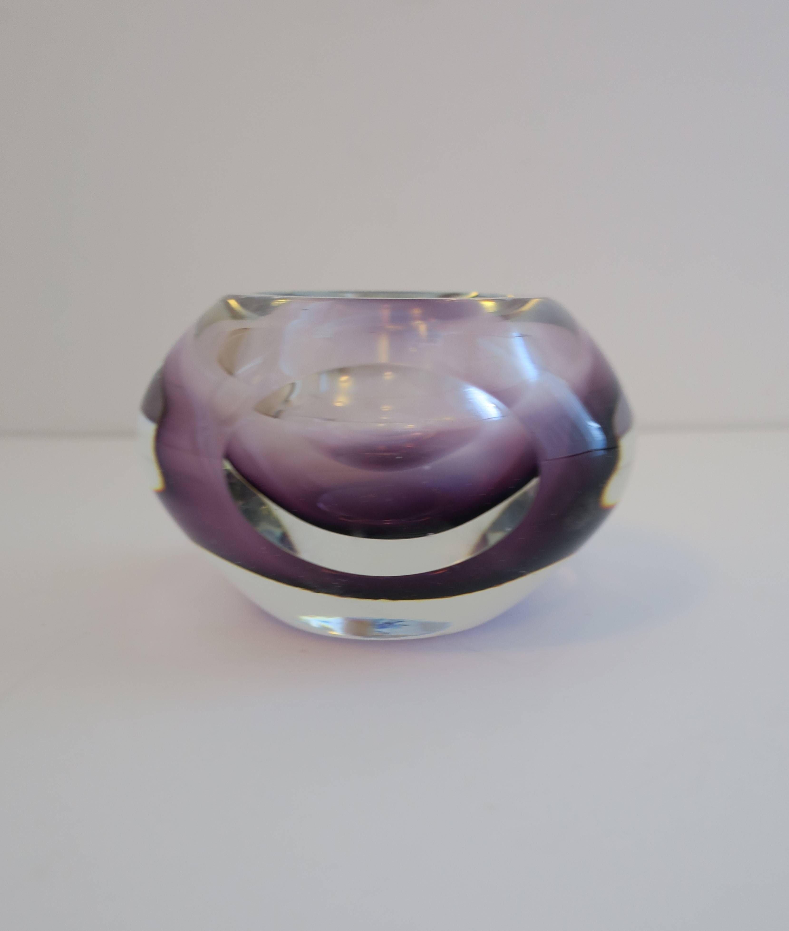 Purple and Clear Ombre Art Glass Vase in Style of Flavio Poli for Seguso 1