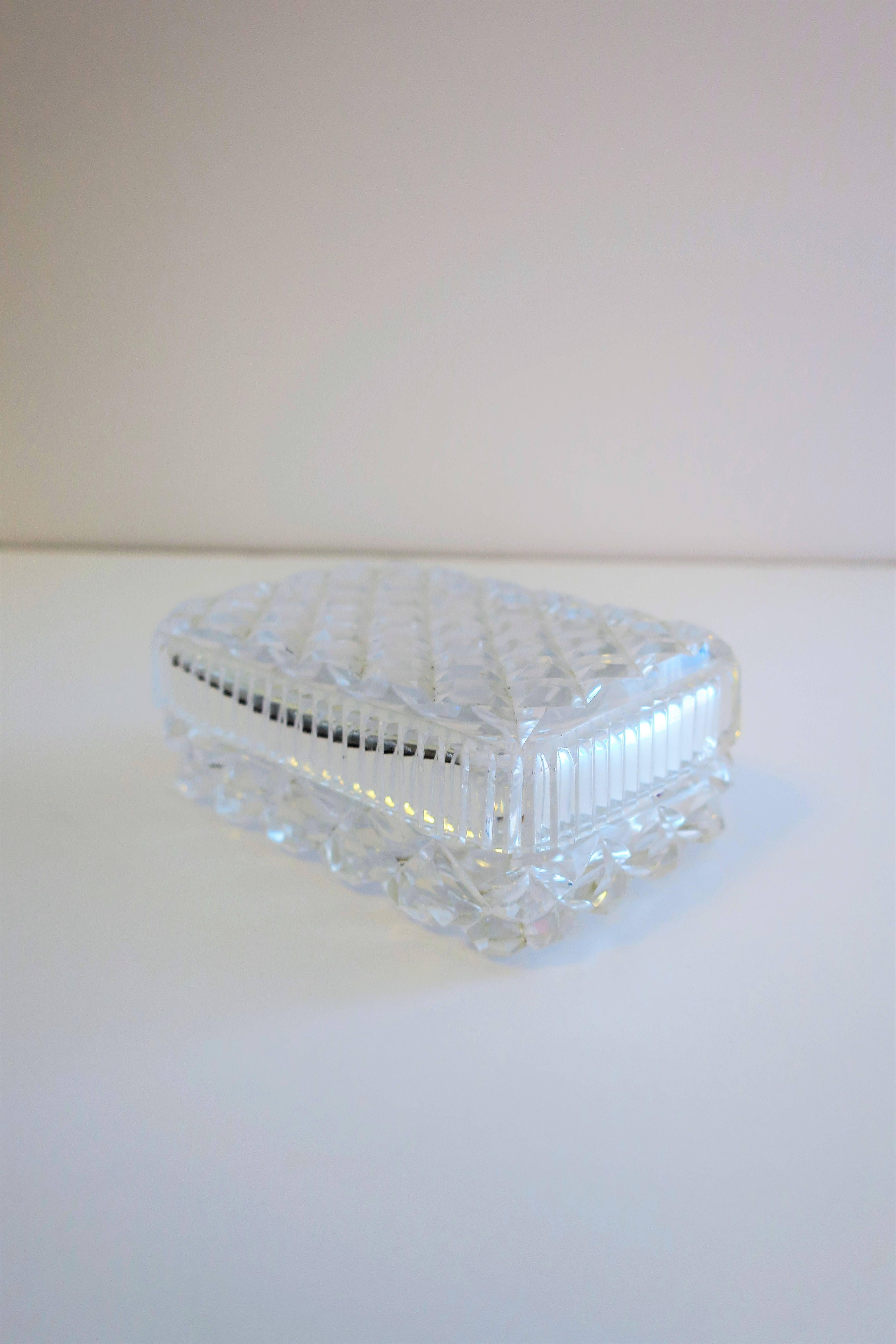 20th Century Diamond Quilted Crystal Jewelry Box For Sale
