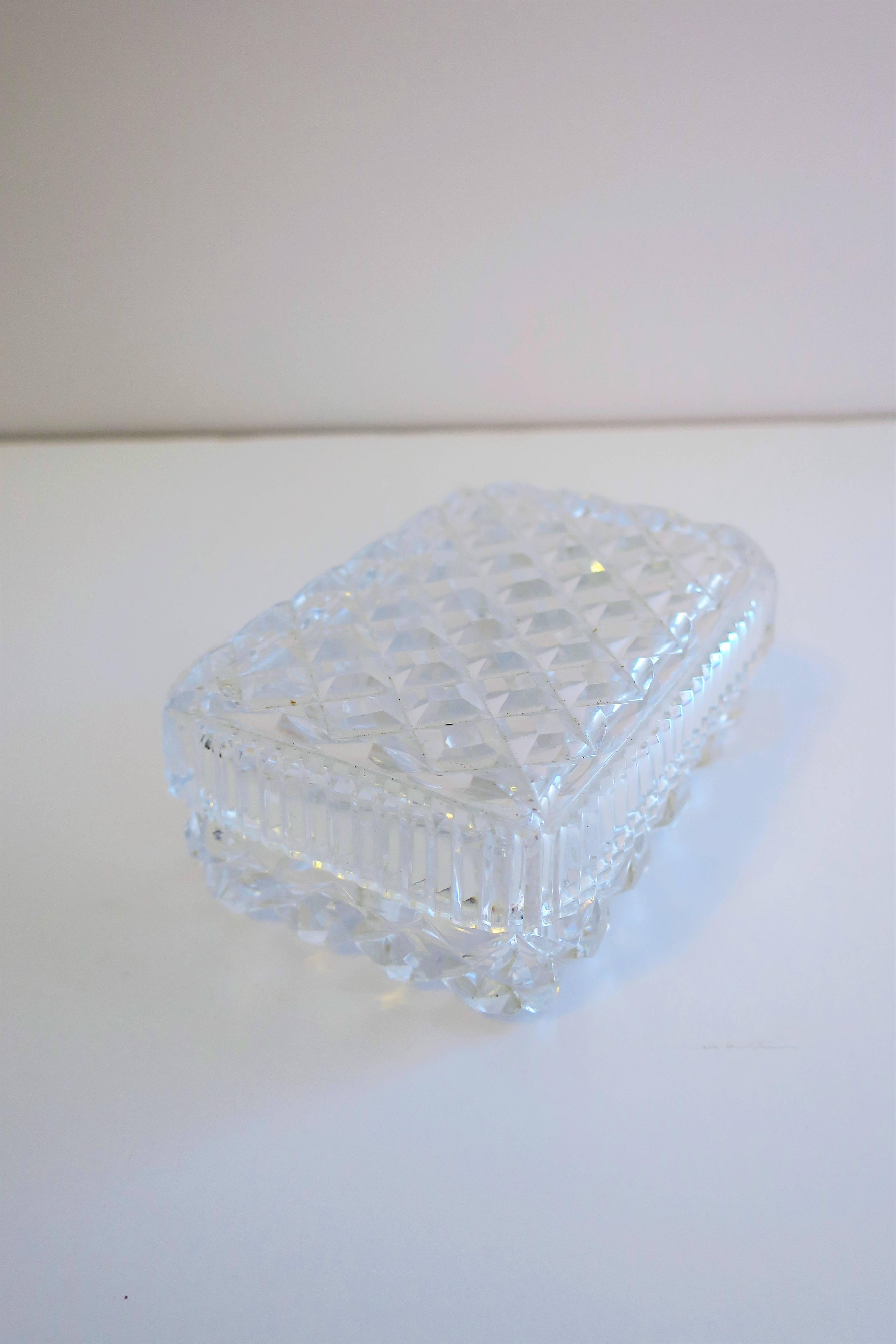 Glass Diamond Quilted Crystal Jewelry Box For Sale