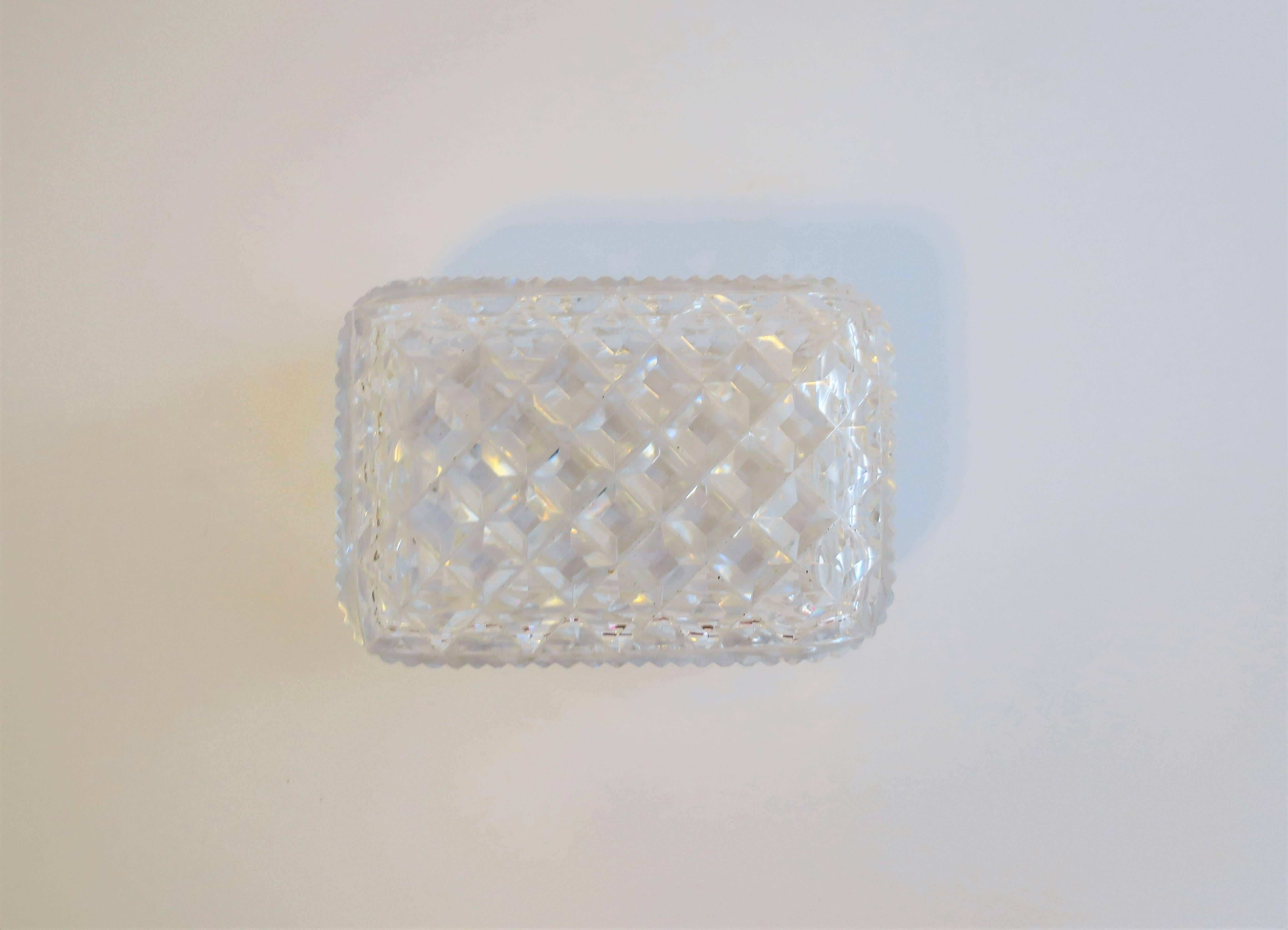 Diamond Quilted Crystal Jewelry Box In Good Condition For Sale In New York, NY