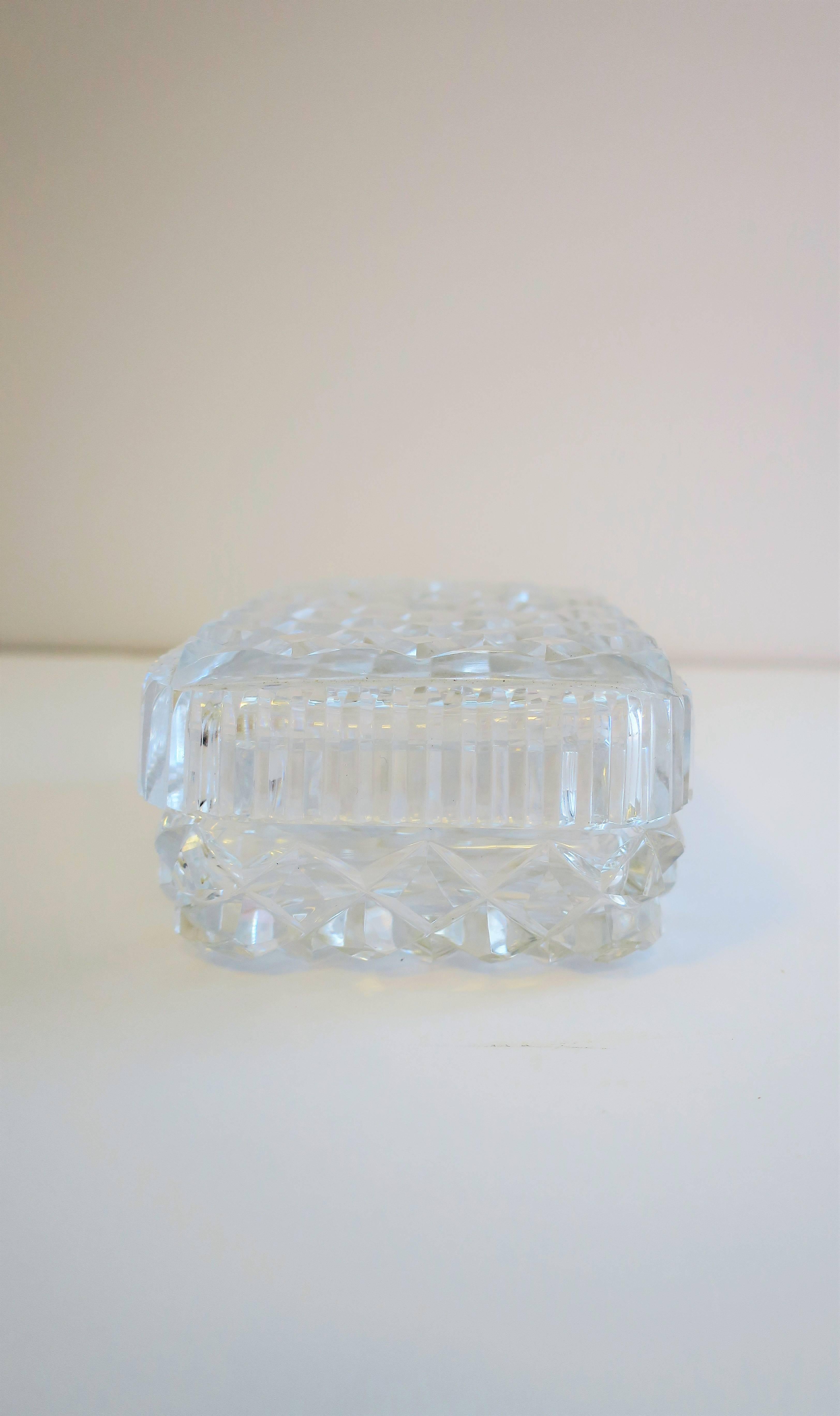 Diamond Quilted Crystal Jewelry Box For Sale 3