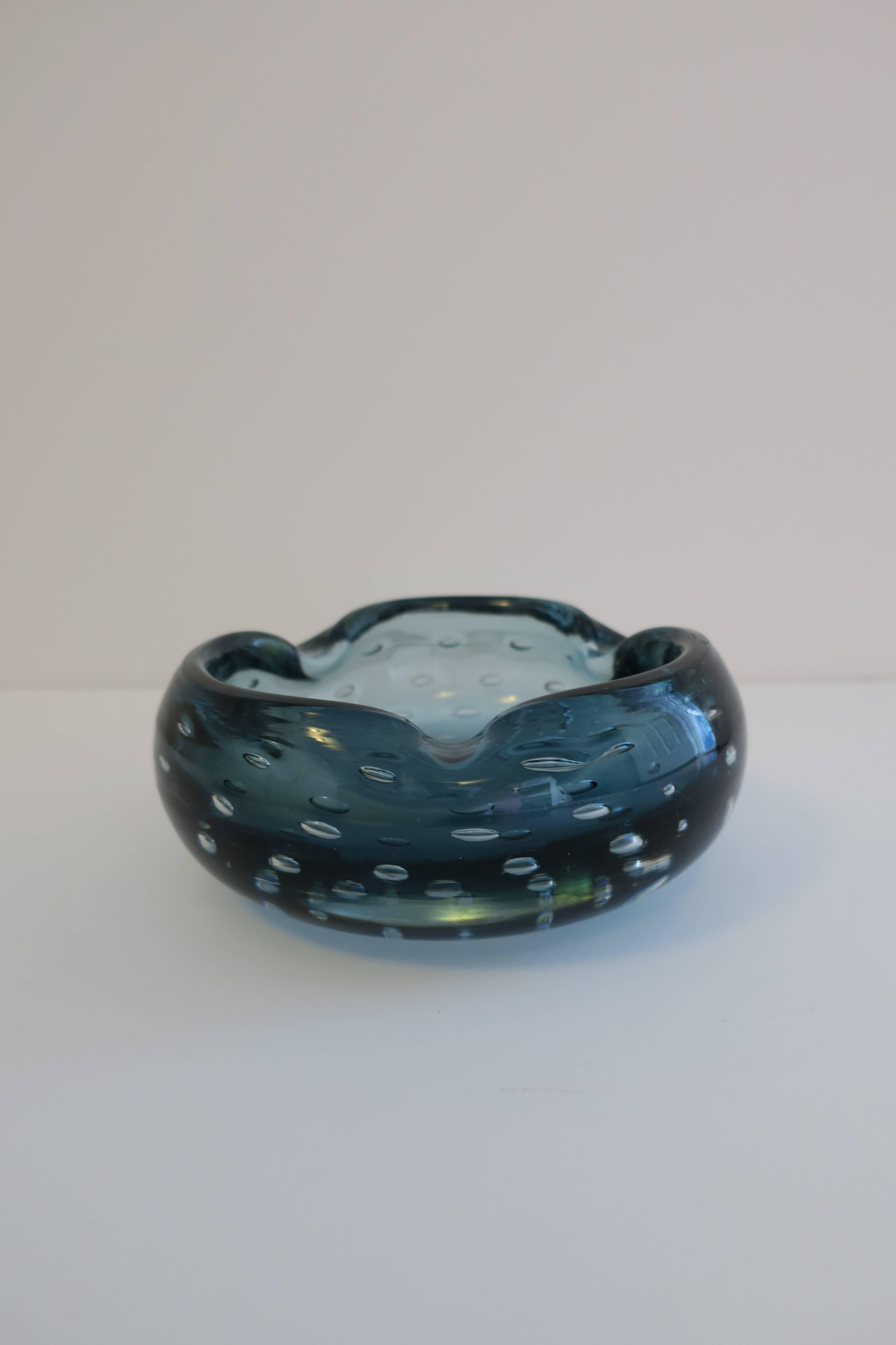 Blown Glass Italian Murano Blue Art Glass Bowl