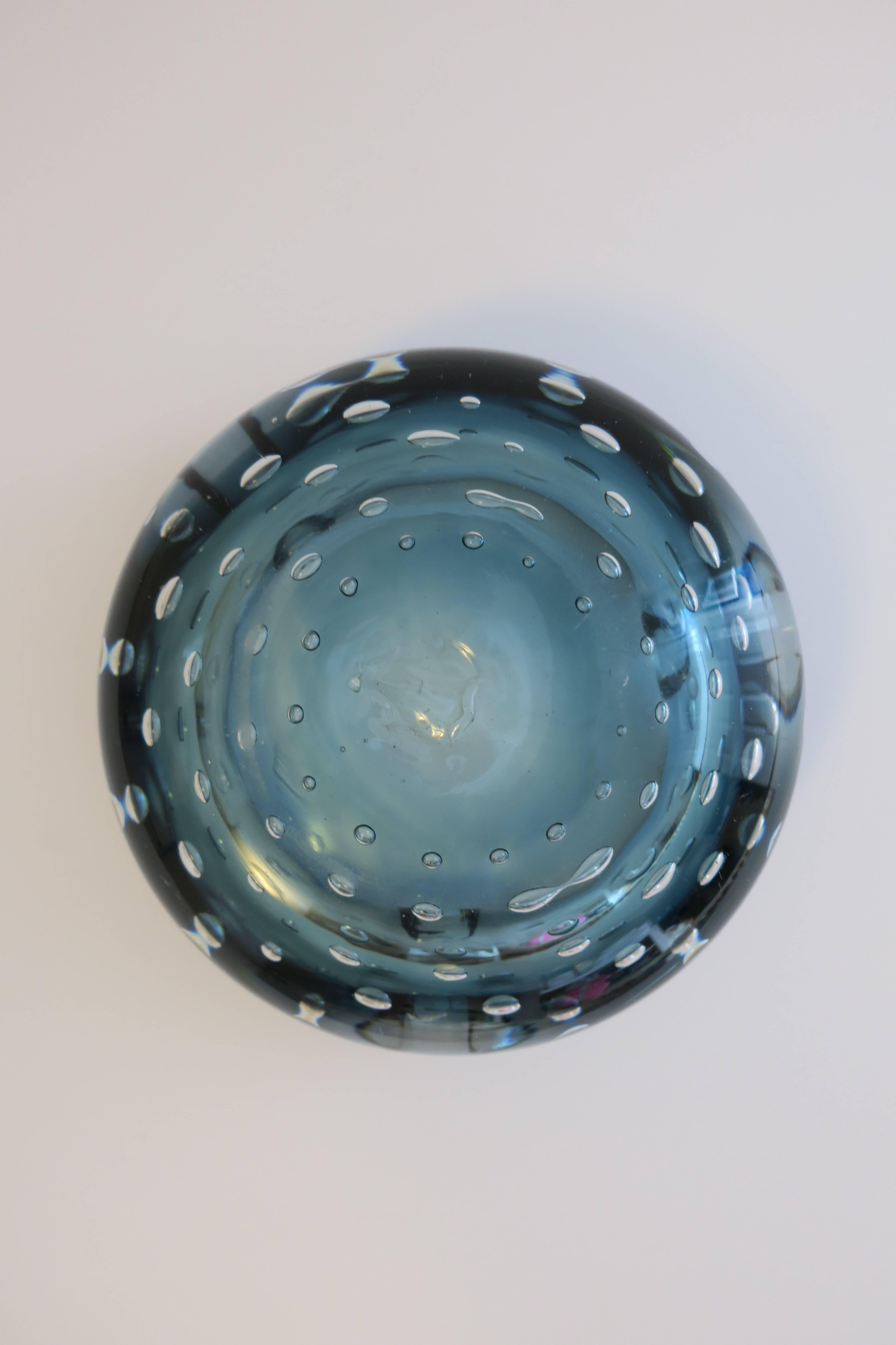 Italian Murano Blue Art Glass Bowl 3