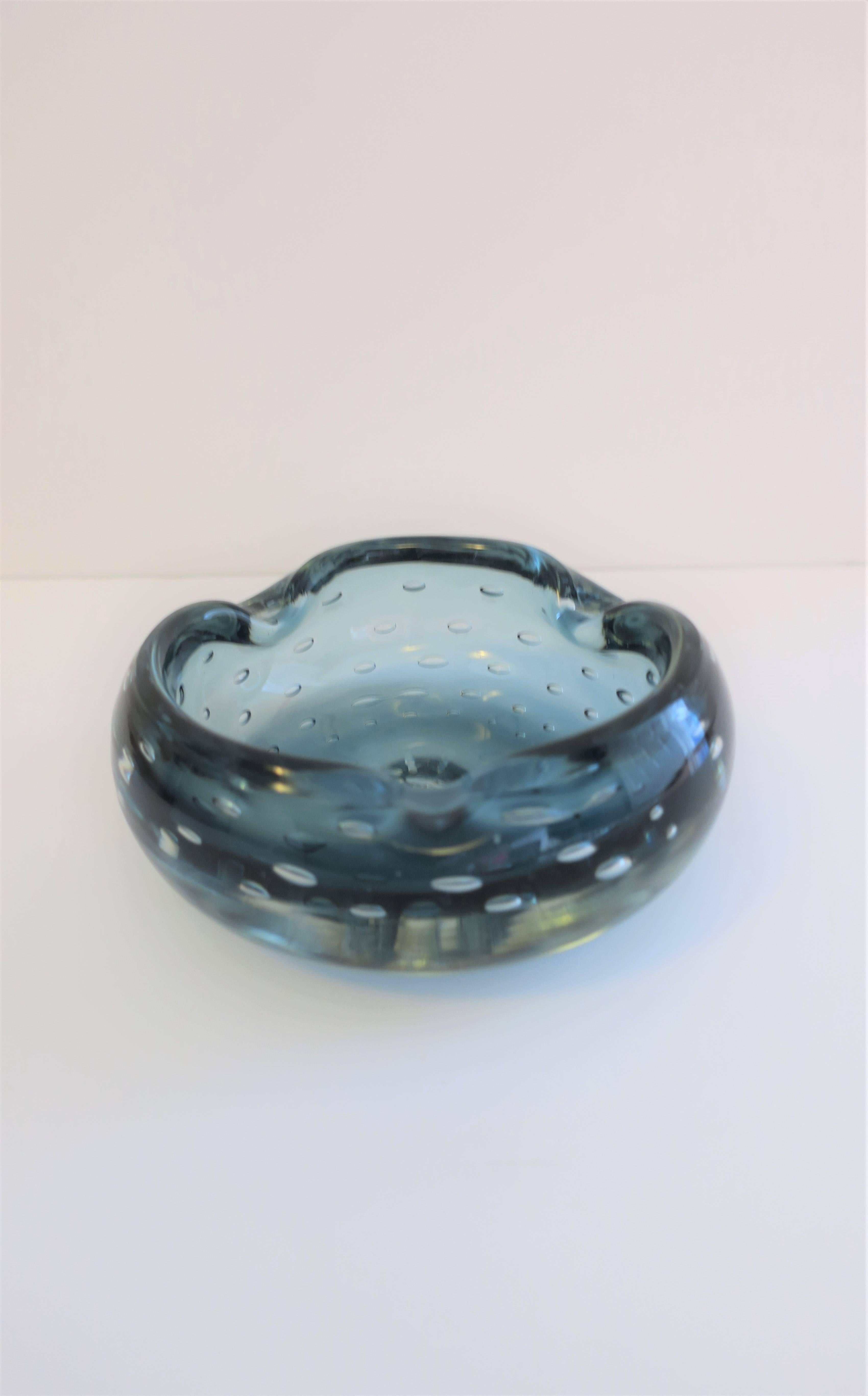 Italian Murano Blue Art Glass Bowl 1