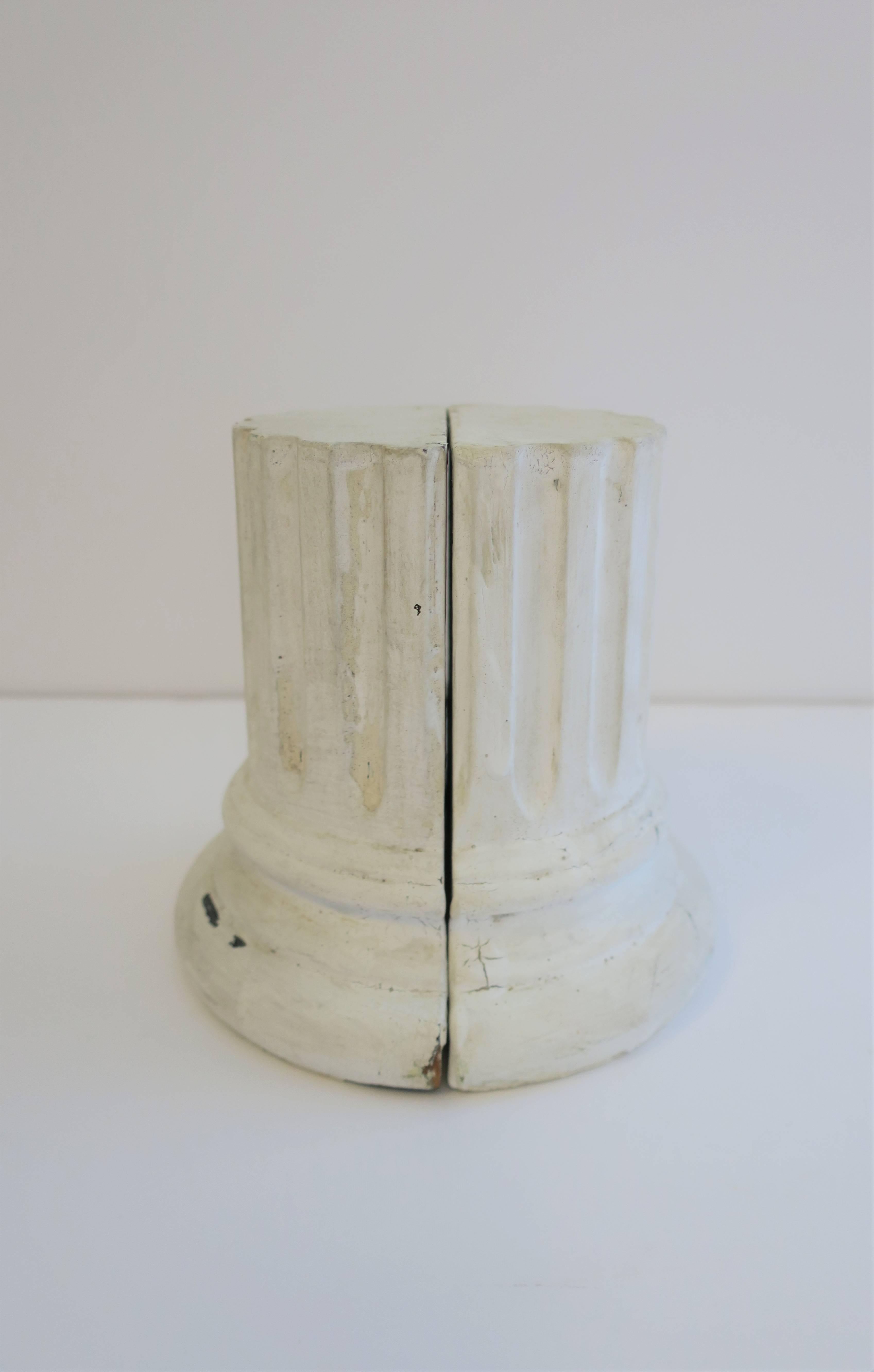20th Century White Plaster Column Bookends