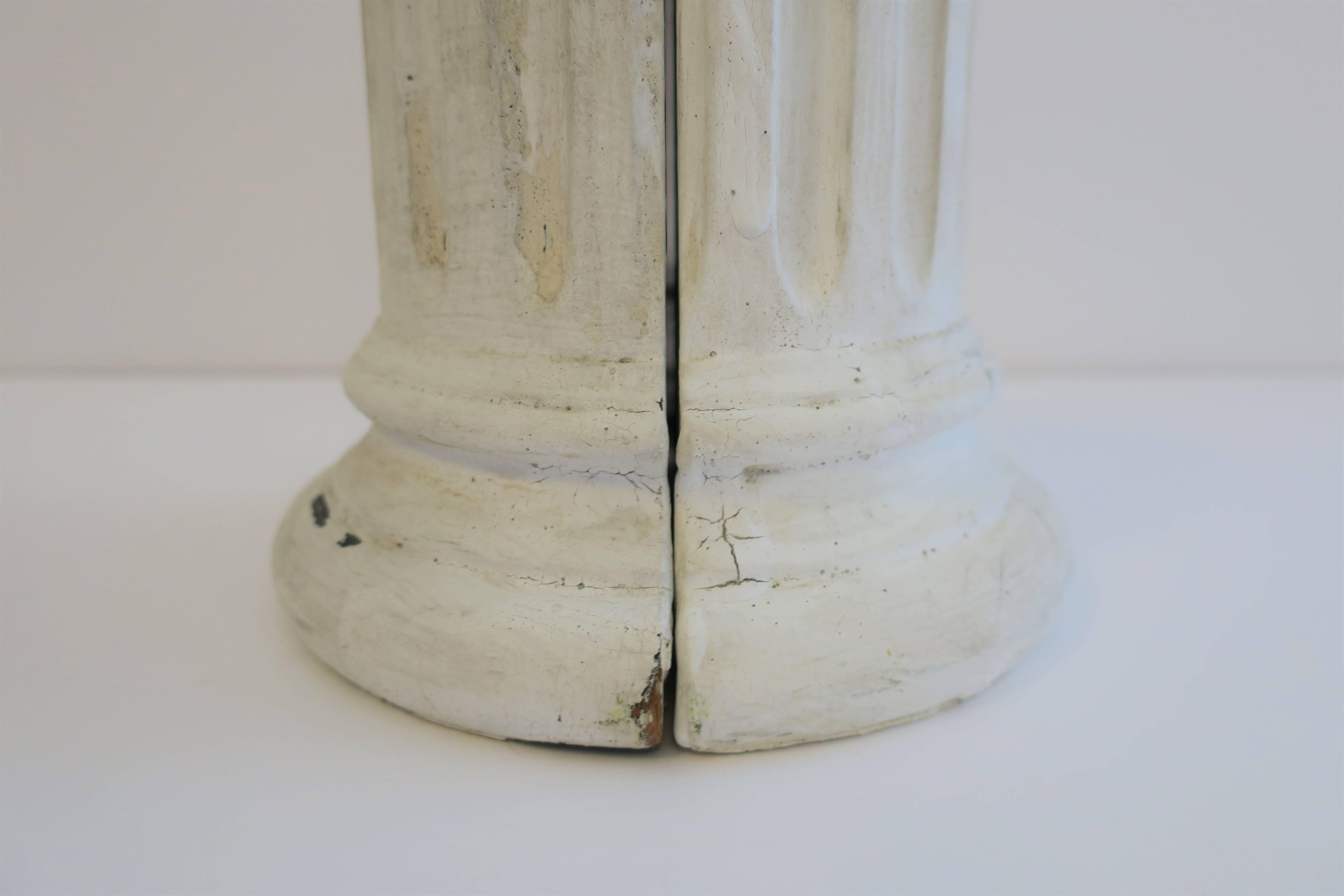 Wood White Plaster Column Bookends