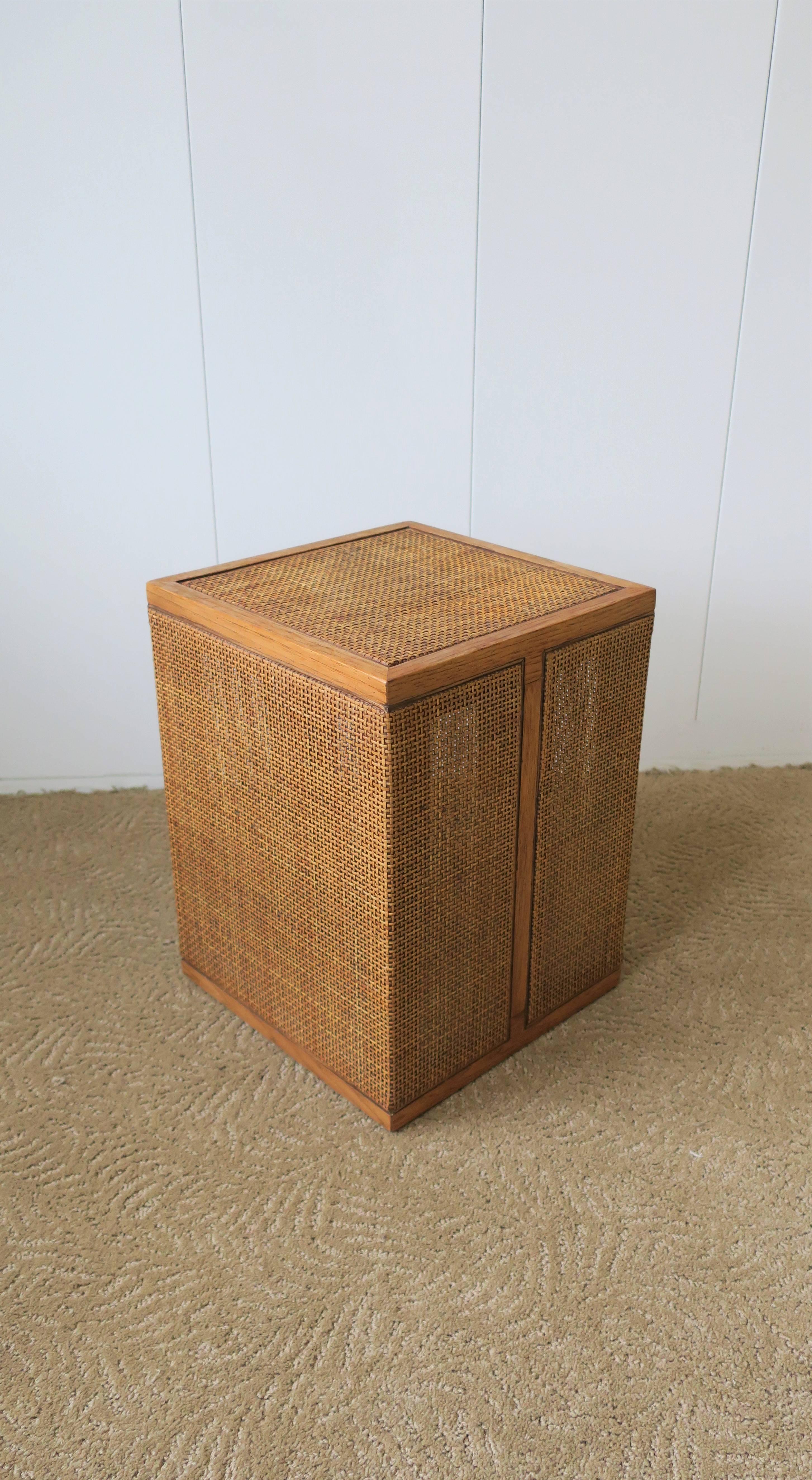 20th Century Small Square Wicker Rattan Side or End Table