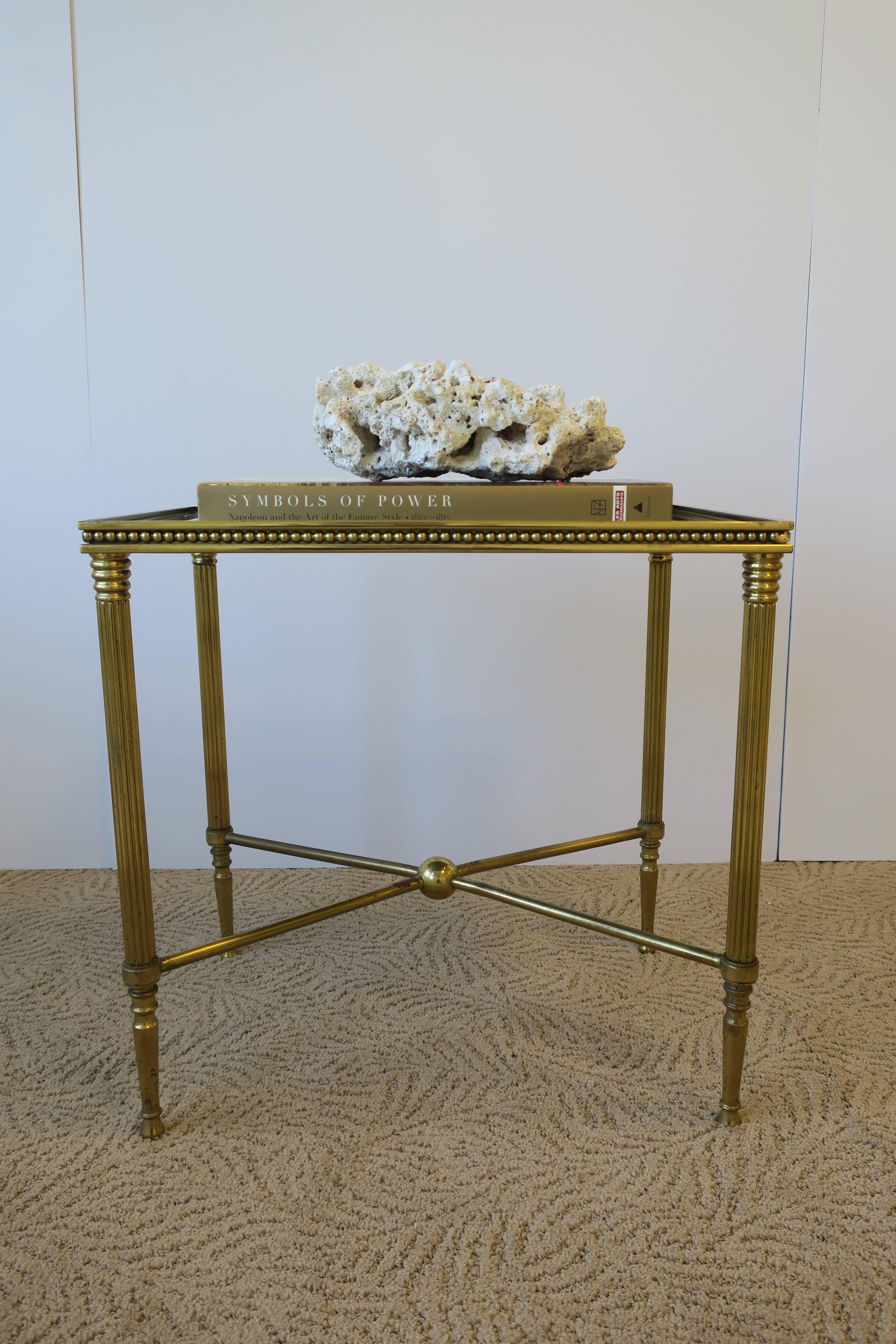 Italian Brass and Glass End or Side Table in the Style of Jansen 1