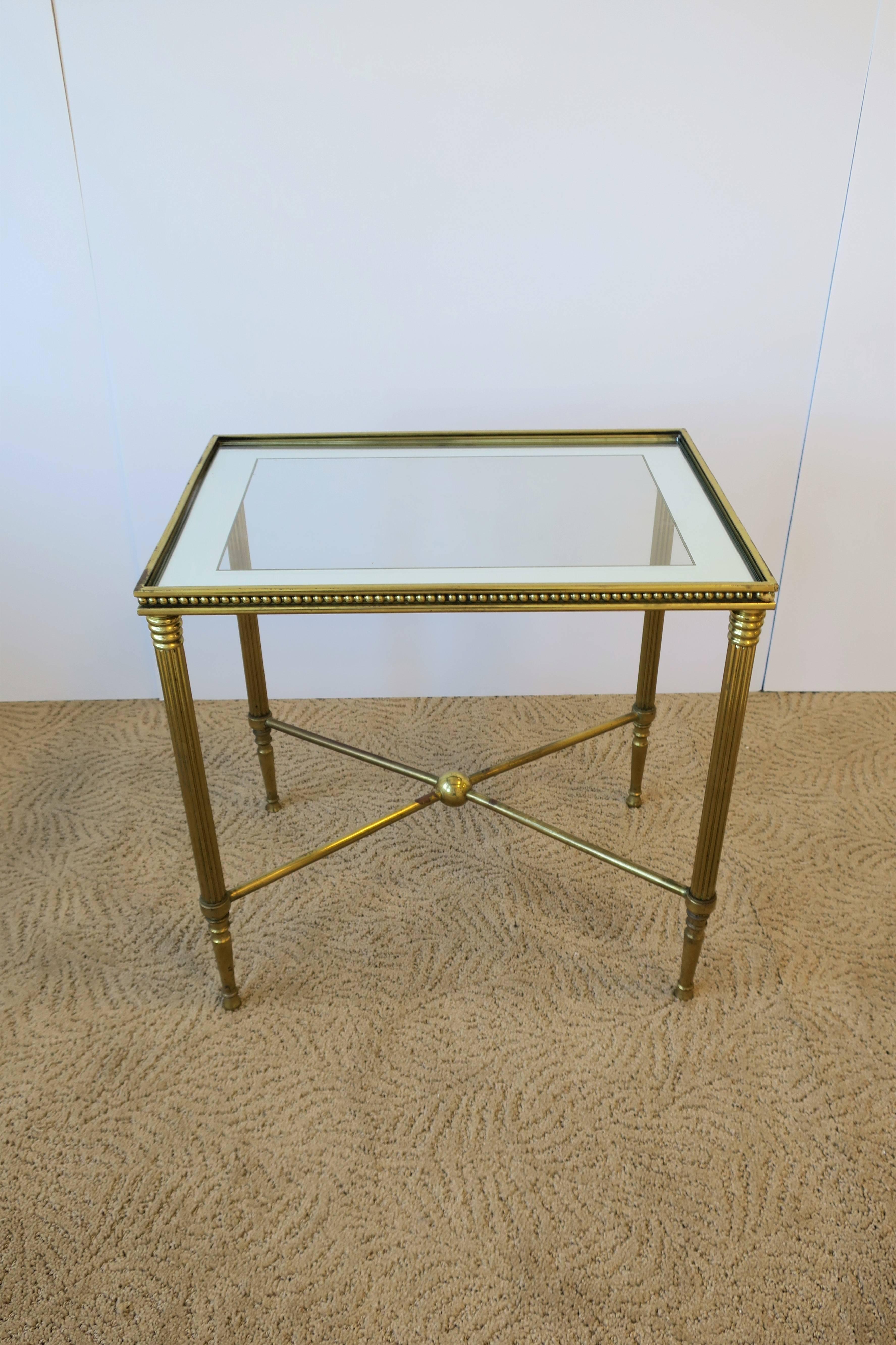 20th Century Italian Brass and Glass End or Side Table in the Style of Jansen