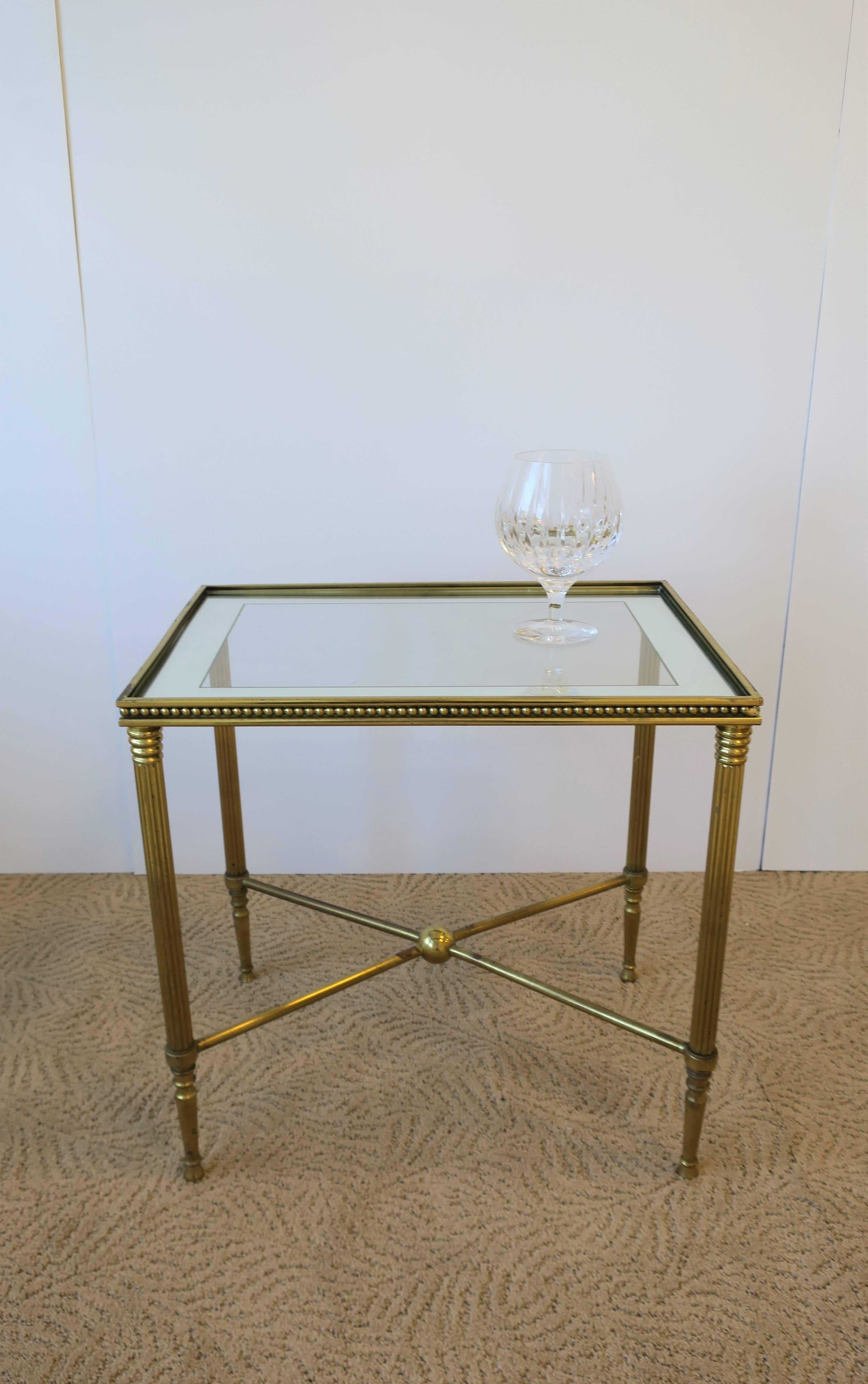 Italian Brass and Glass End or Side Table in the Style of Jansen 2