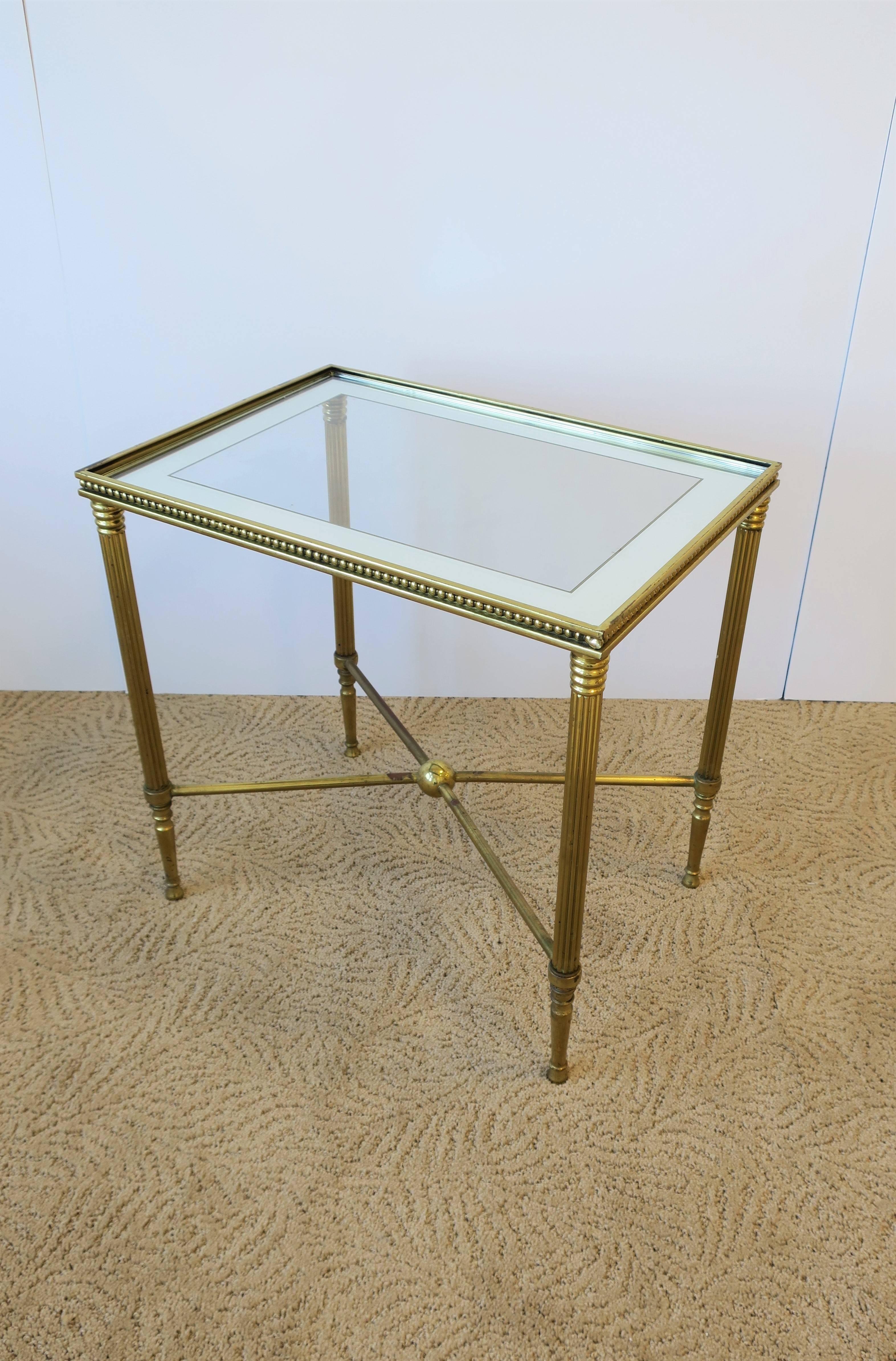 brass glass end table