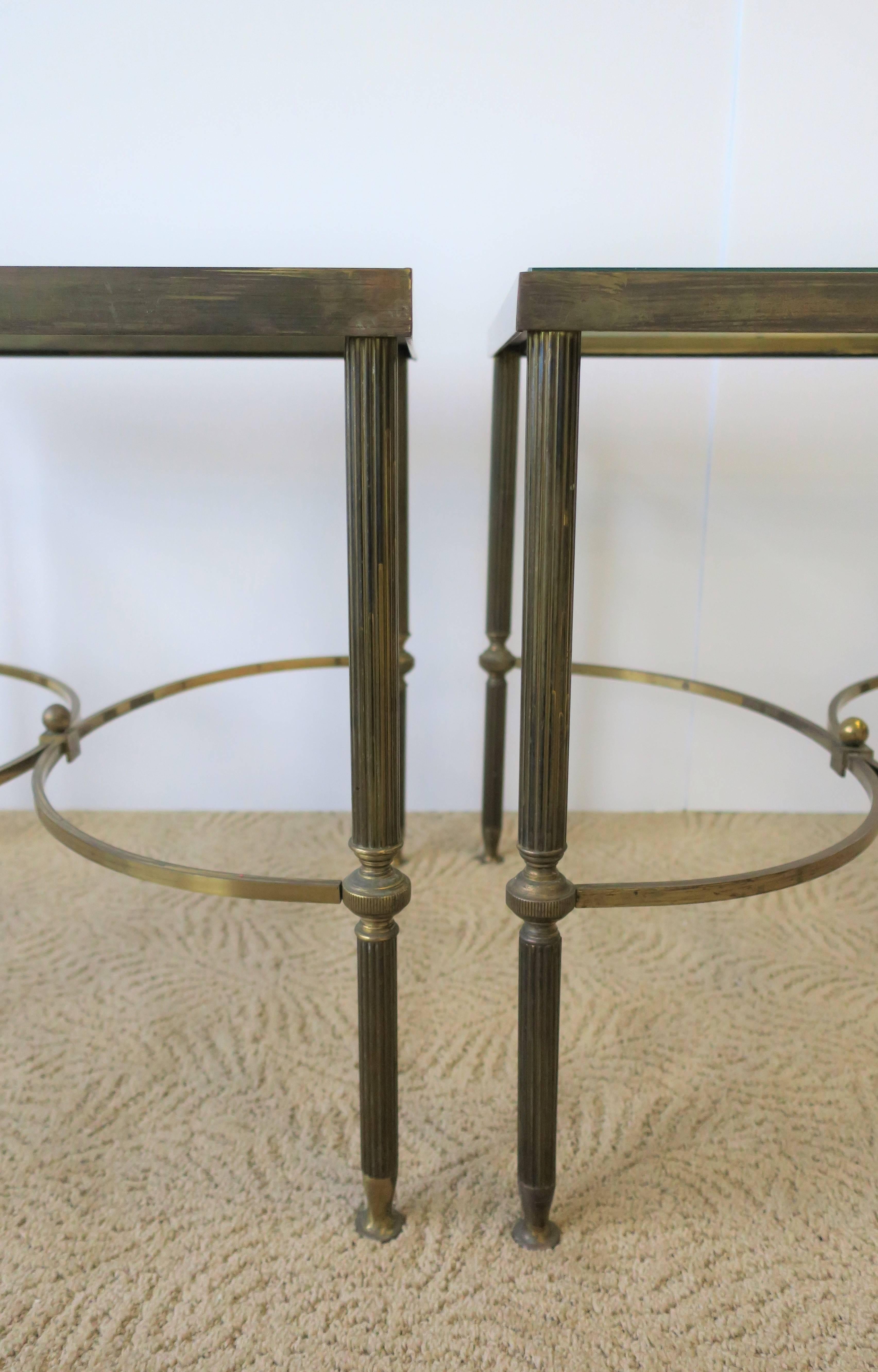 Brass and Glass End Tables after Maison Jansen, Pair In Good Condition In New York, NY
