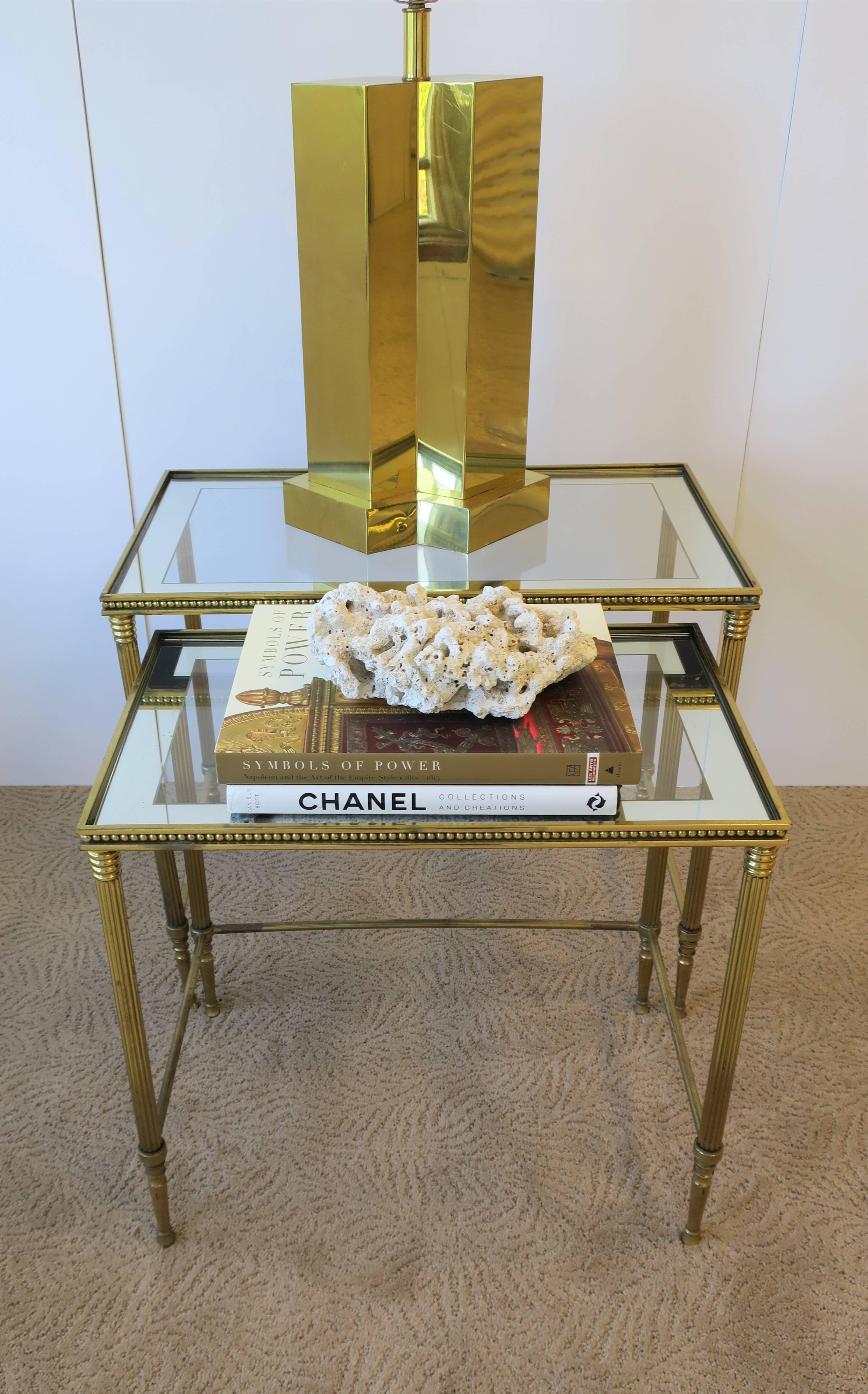 Neoclassical Vintage Set of Italian Brass and Glass Nesting Tables, Italy 1960s