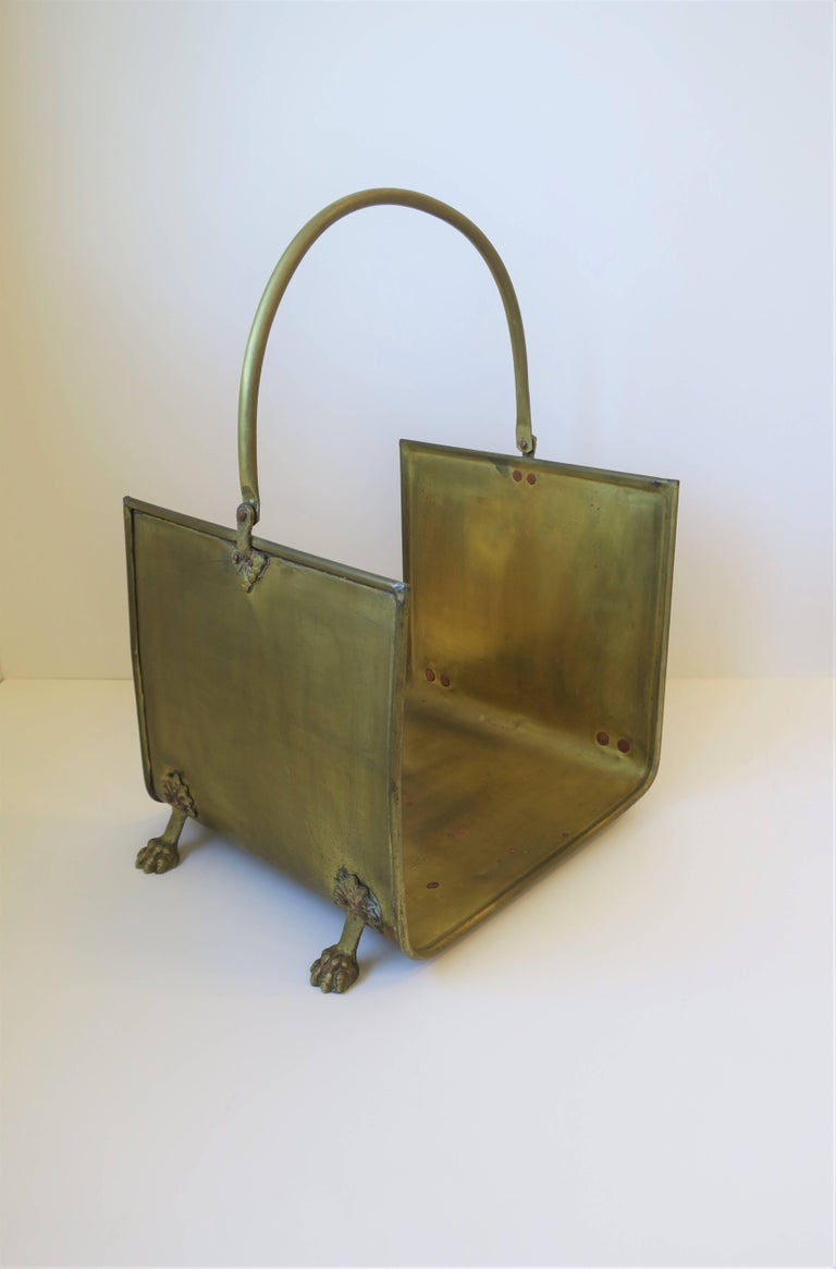 Vintage Regency Brass Fire Wood Log Holder at 1stDibs