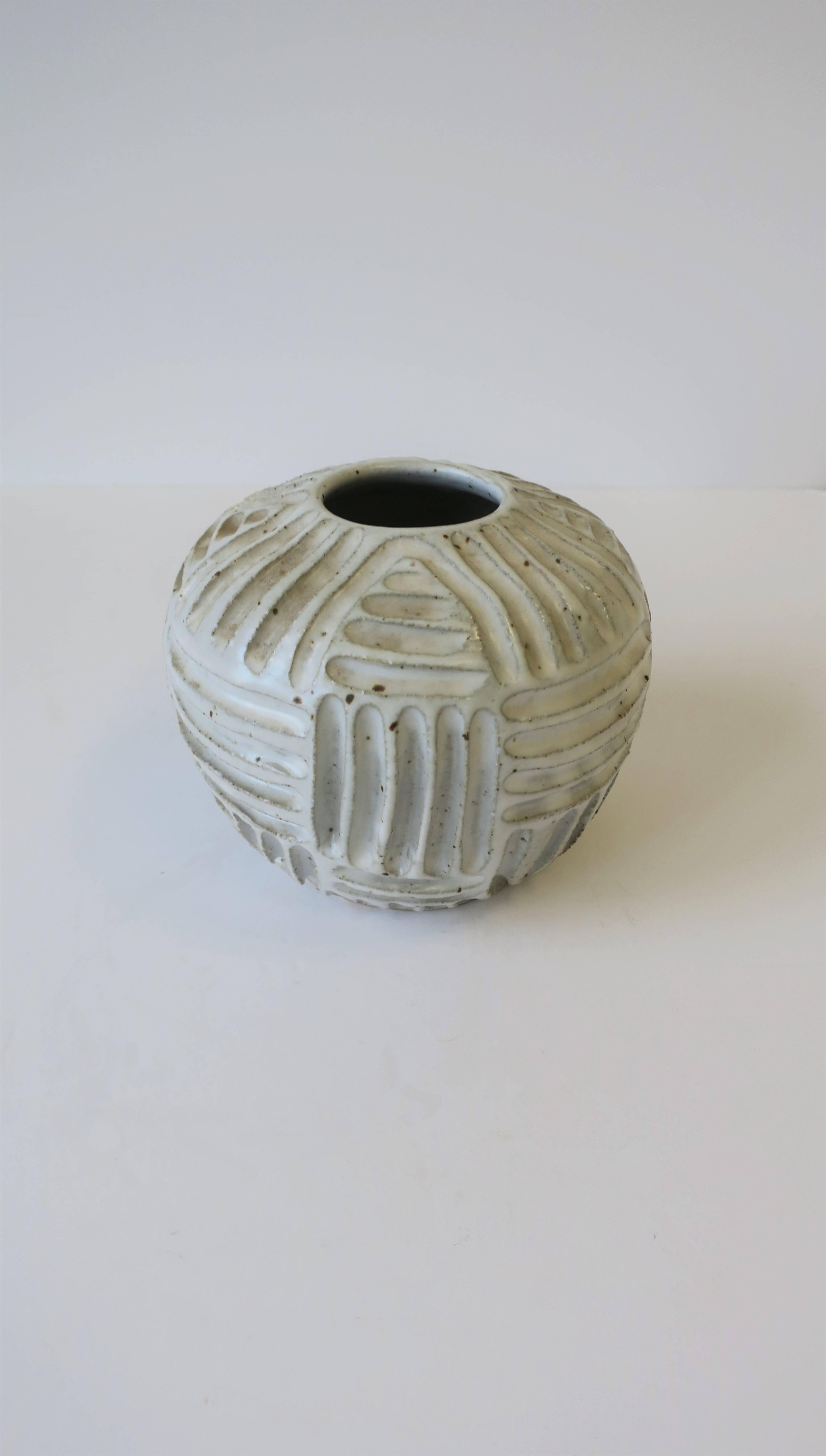 Vintage White Pottery Vase or Vessel 1