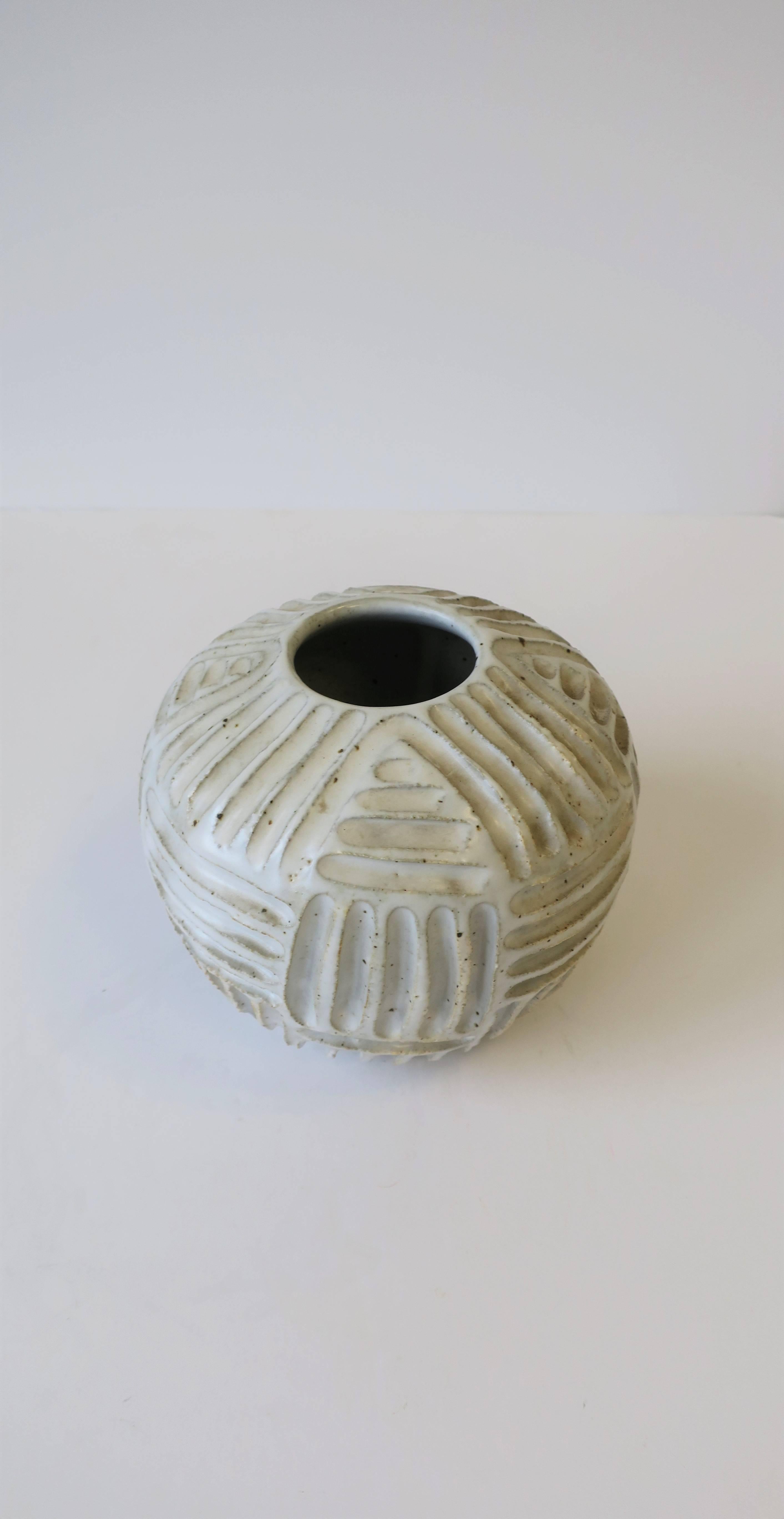 Vintage White Pottery Vase or Vessel 4