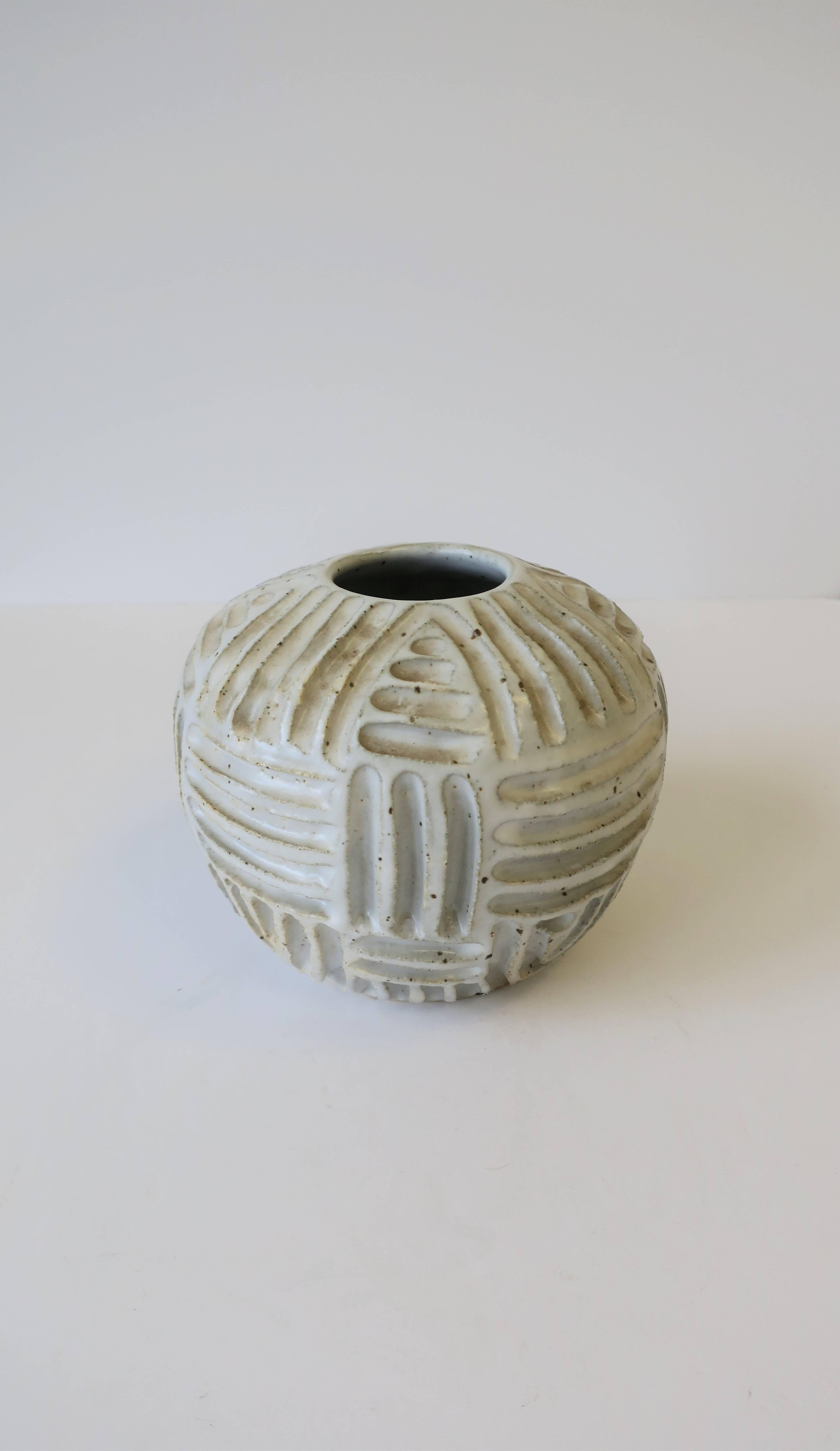 Vintage White Pottery Vase or Vessel 5