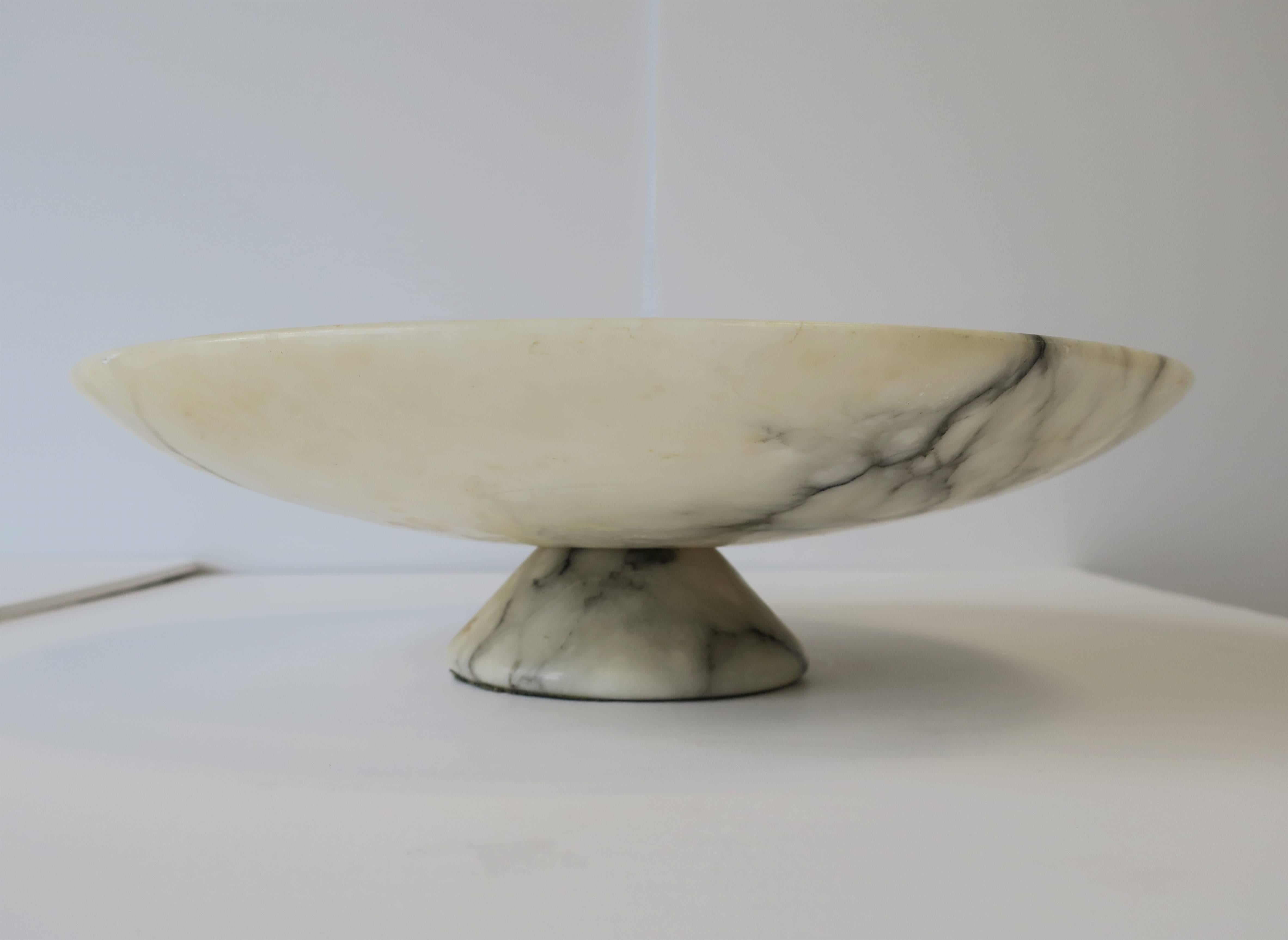 Modern Italian Black and White Marble Tazza Compote or Centerpiece Bowl