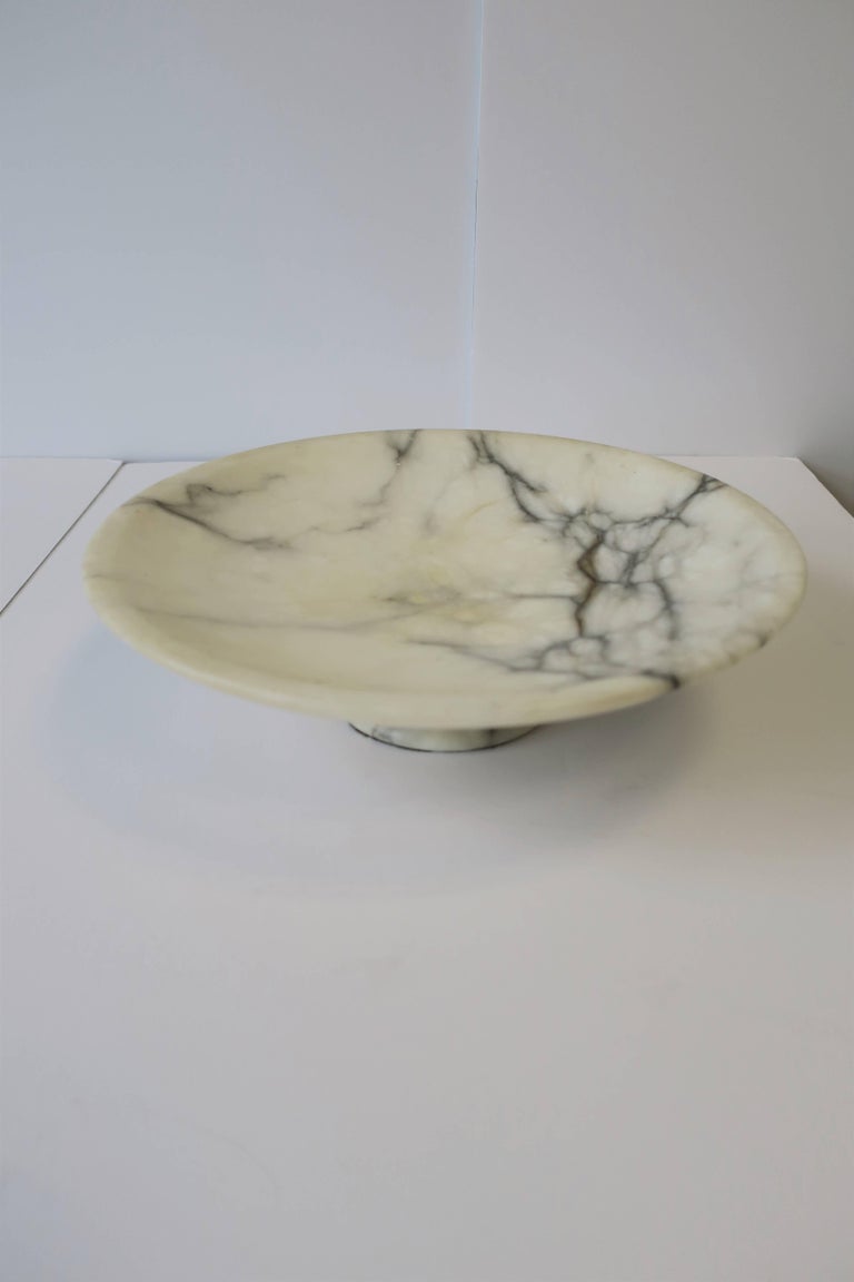 Italian Black and White Marble Tazza Compote or Centerpiece Bowl at