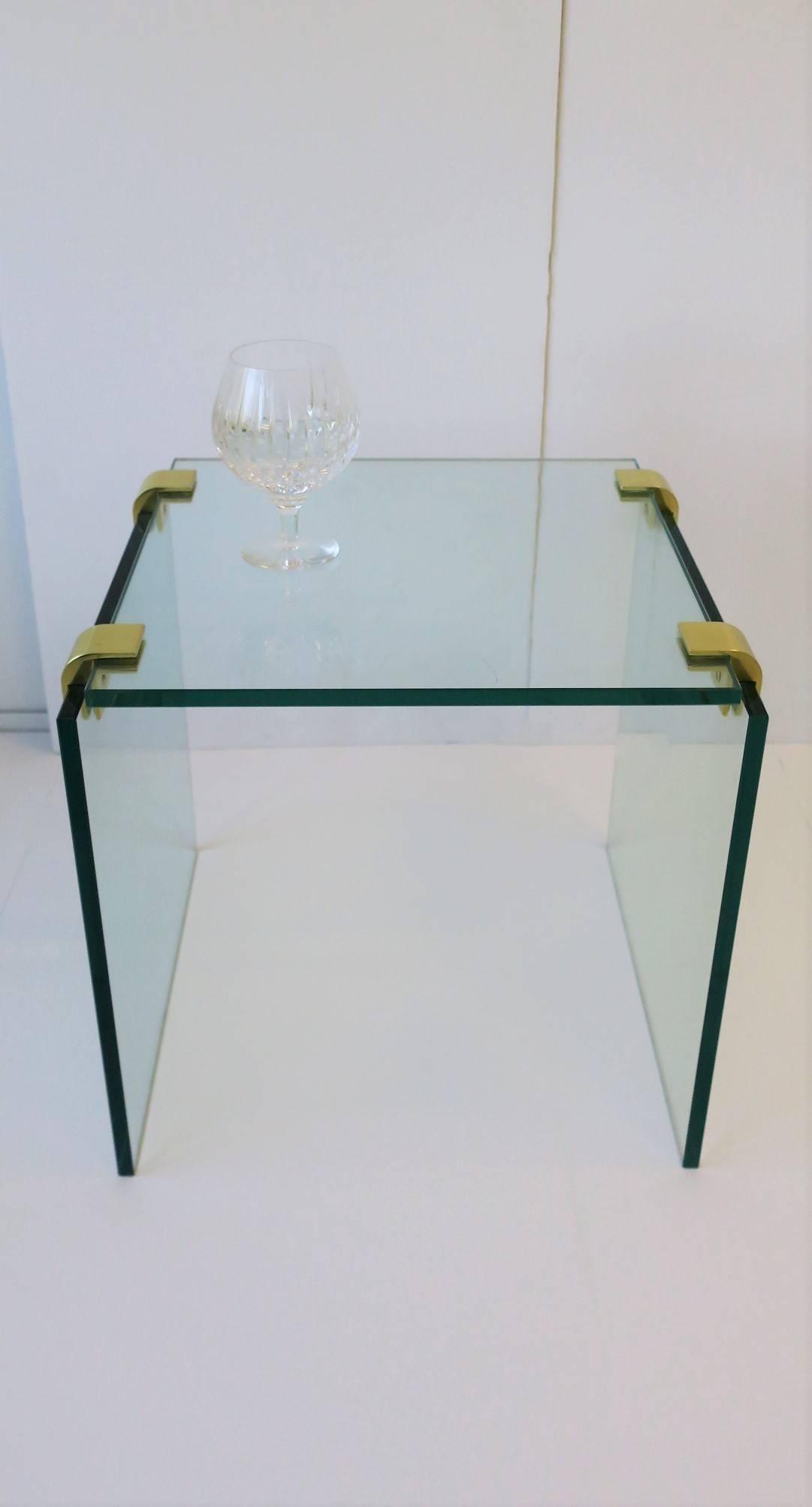 North American Modern Brass and Glass End or Side Table after Leon Rosen for Pace